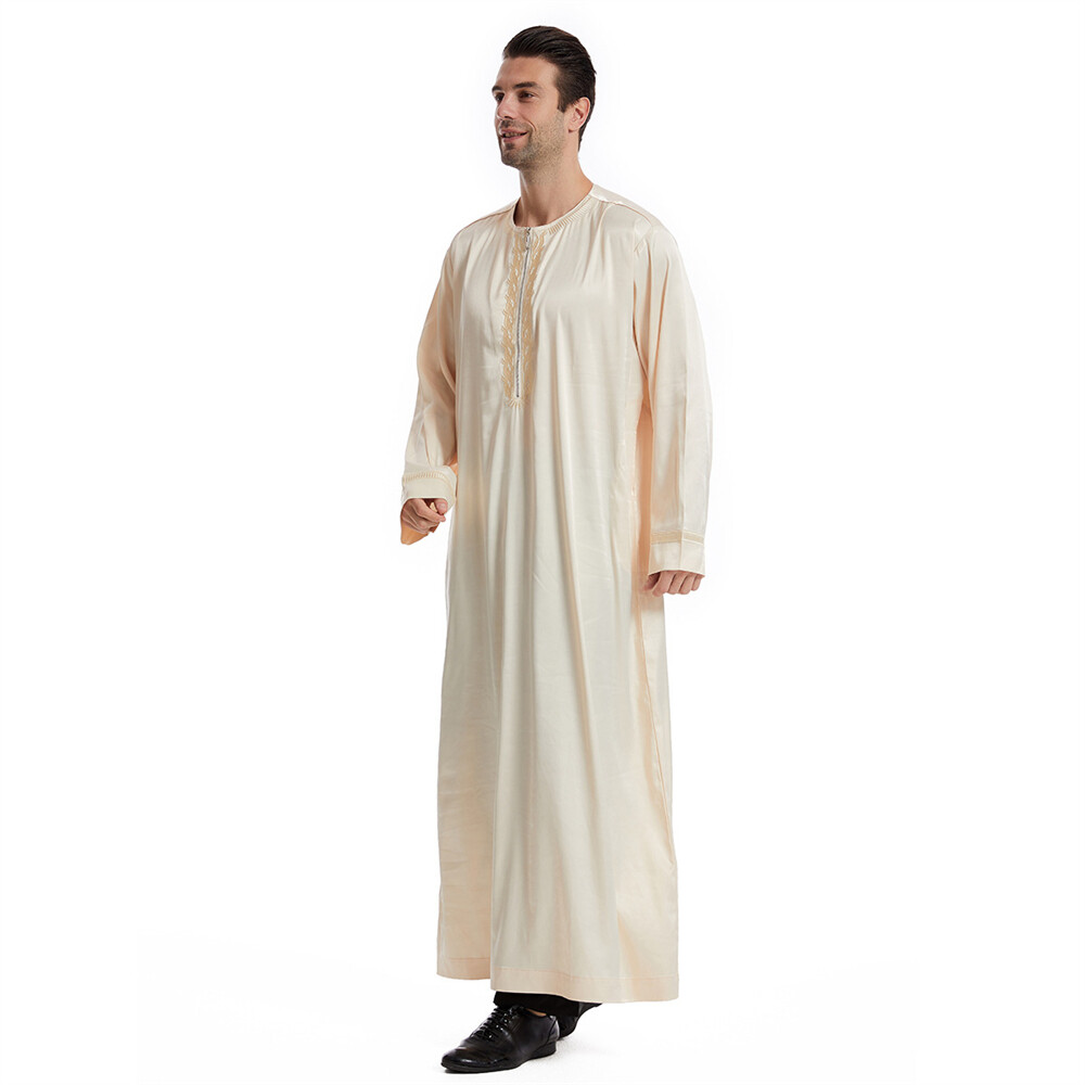 Muslim Men Saudi Abaya Kaftan Thobe Jubba Thoub Robe Dress Dishdasha Arab Gown