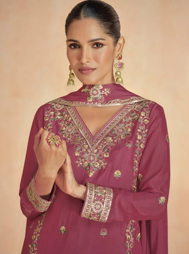 STUNNING Georgette Reception Salwar Kameez ** NEW ** – Magenta