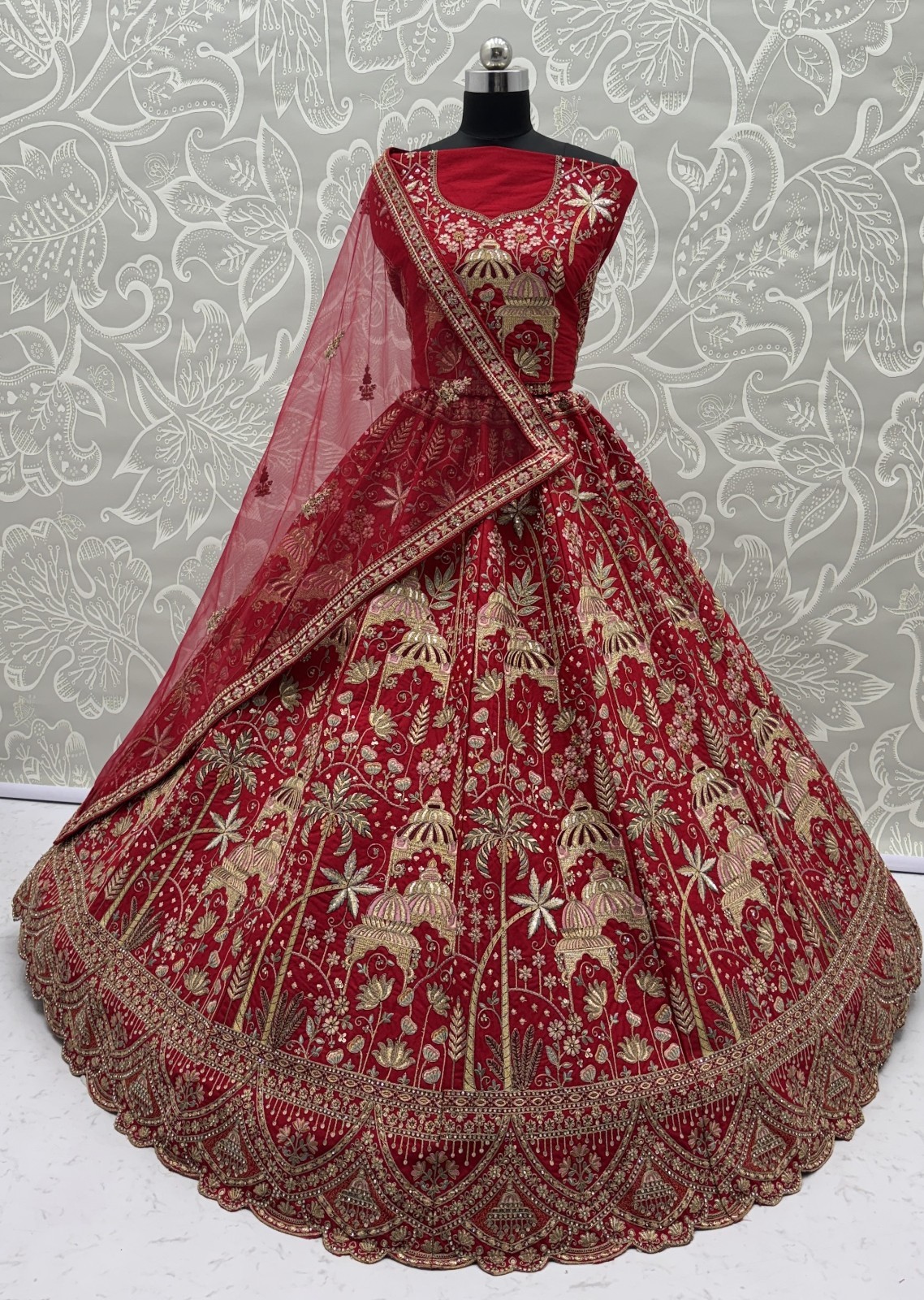 Luxury Silk Lehenga Choli Dori Zari Sequins Bridal Reception Outfit