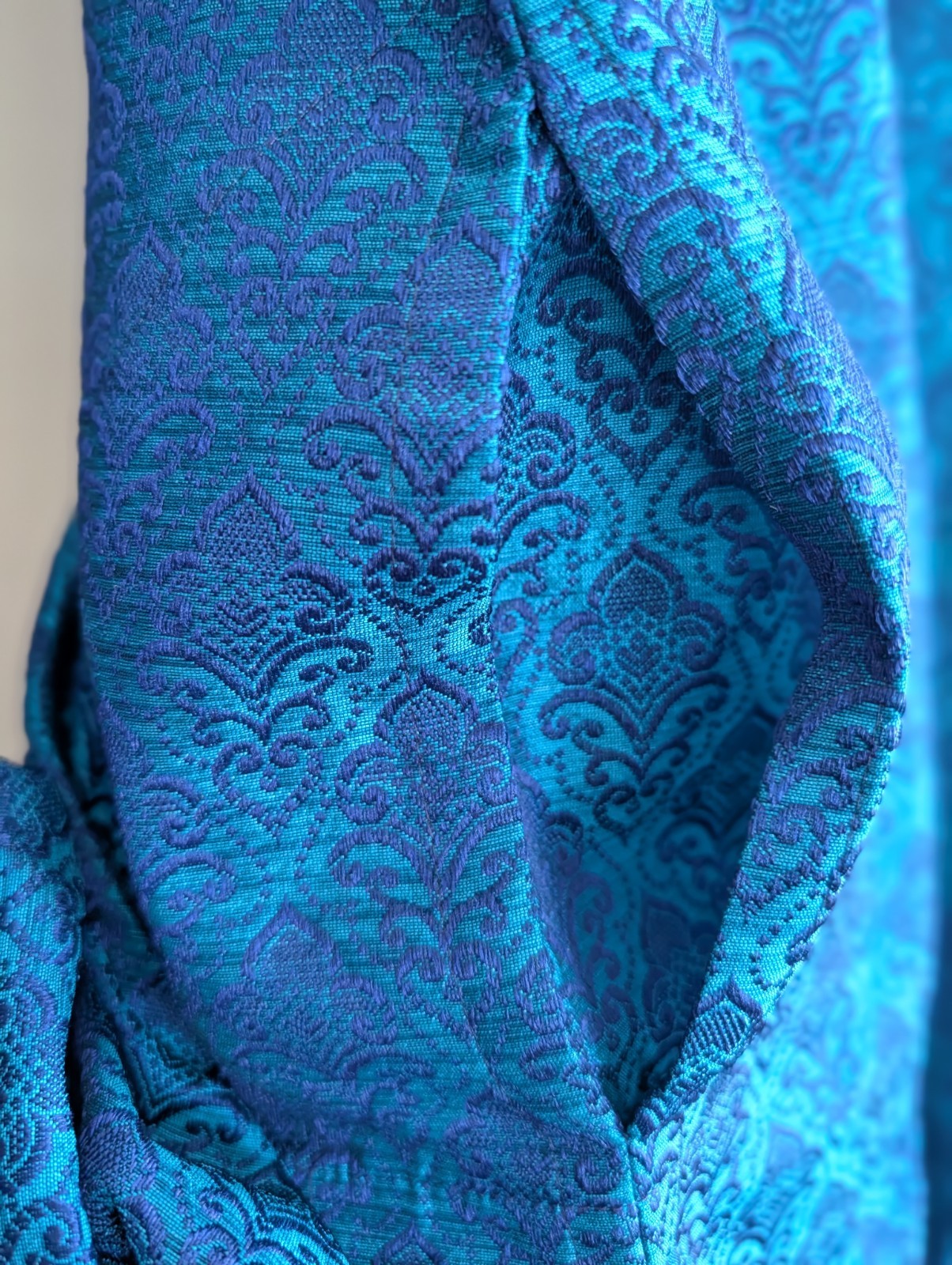 Kurta Pajama Set Manyavar Silk Blue Brocade Mandarin Neck Wedding Party Wear 40