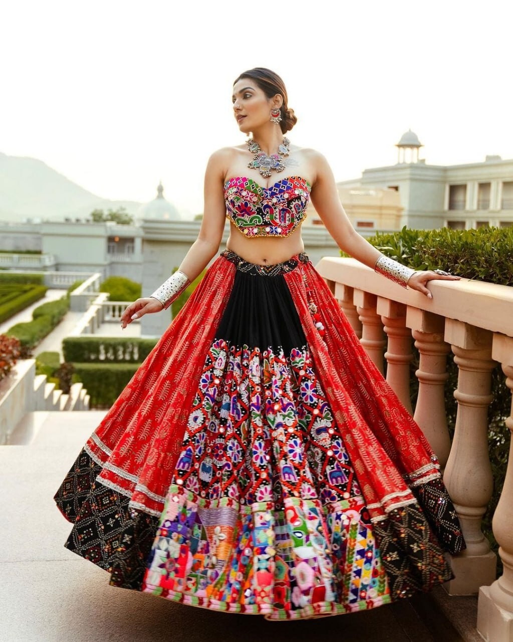 Navaratri Special Silk Lehenga Choli & Dupatta In Digital Print By Aadat Export