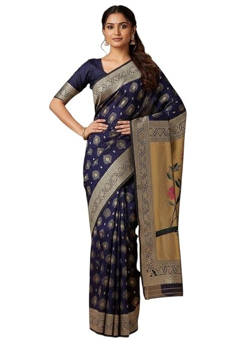 Women’s Banarasi Kanjivaram Art Silk Saree with Blouse Material