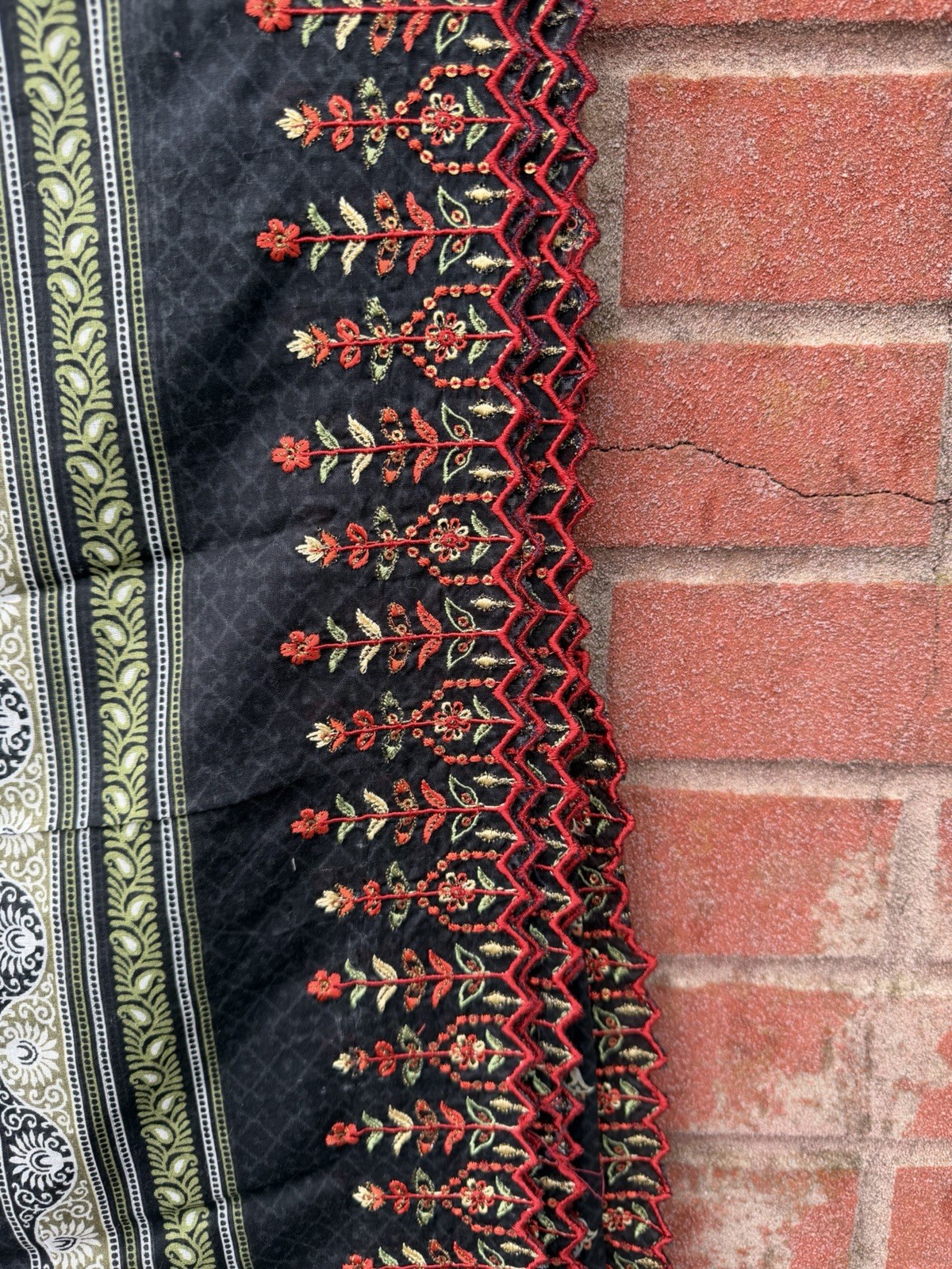 Pakistani Cotton Embroidered 3 piece Maroon Suit, Size Medium to Large