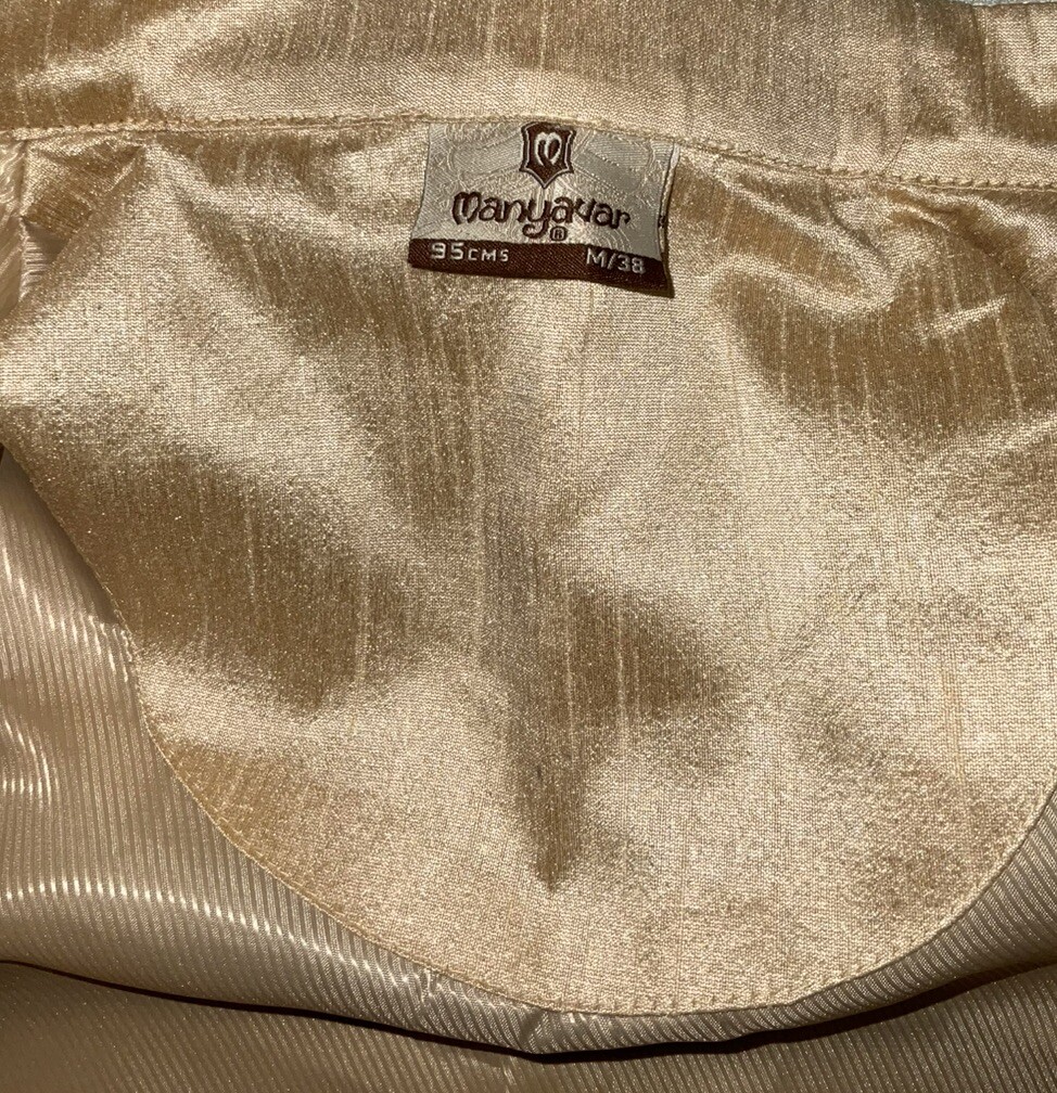 Manyavar Men’s 1pc Jacket Vest Fawn Gold/Cream, Size Medium/38 NEW Made In India