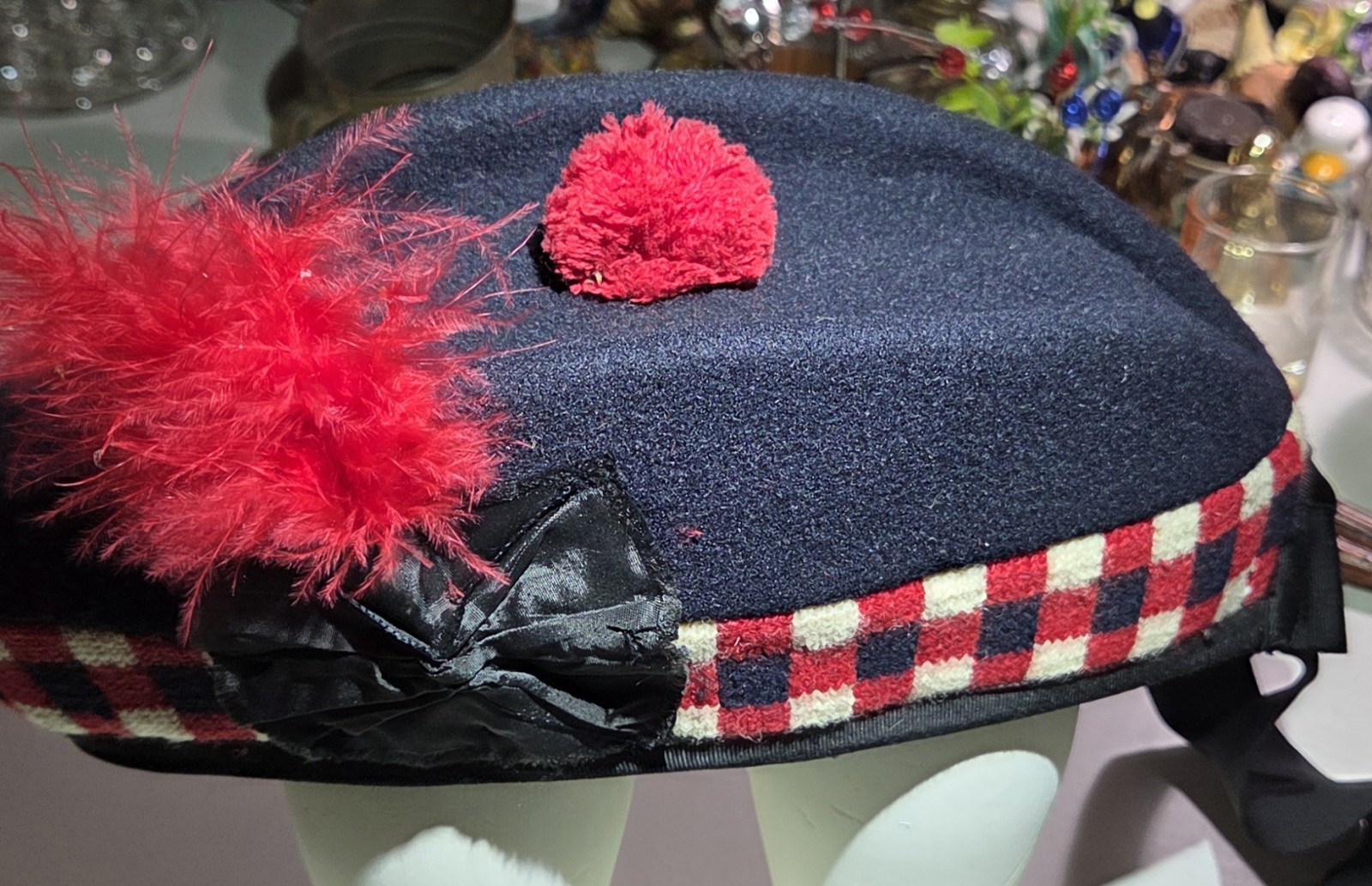100% Pure Wool Scottish Balmoral Diced Hat Red,White & Black Balmoral Hat 7