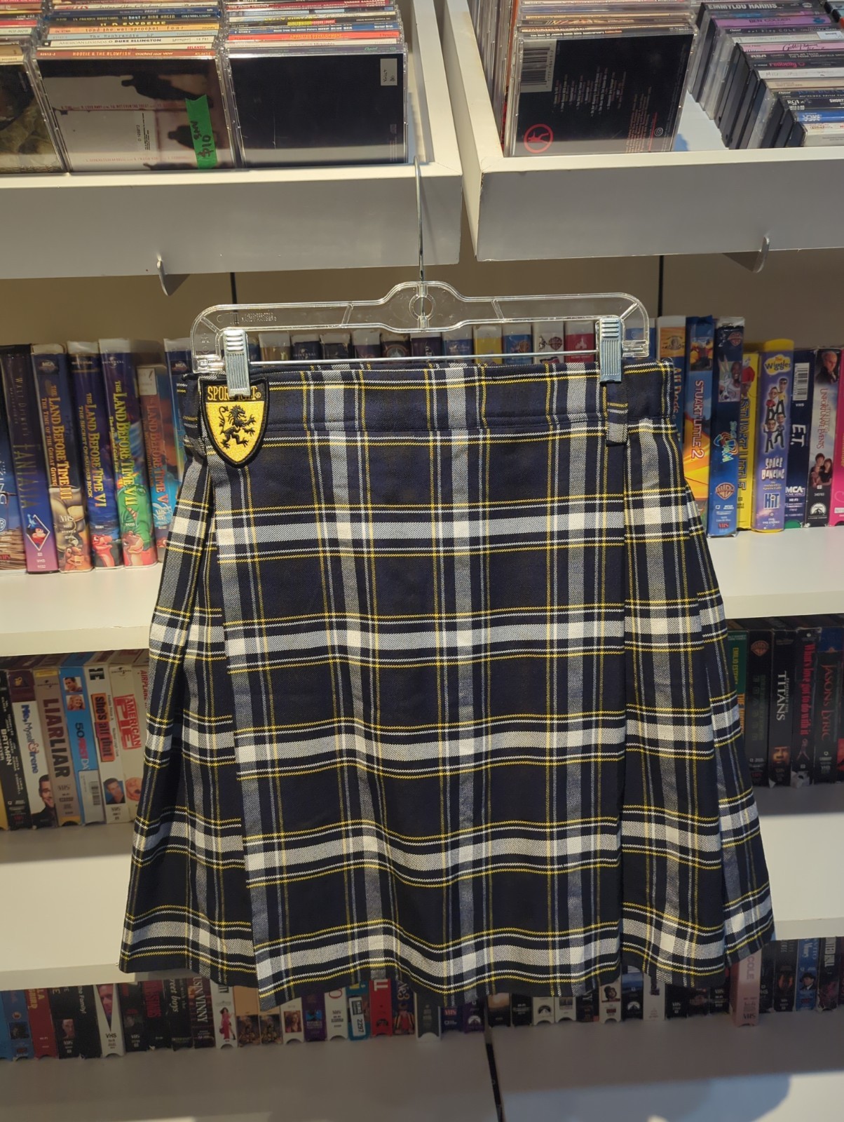 SPORT KILT Medium Navy Plaid TARTAN Made in USA Poly Blend