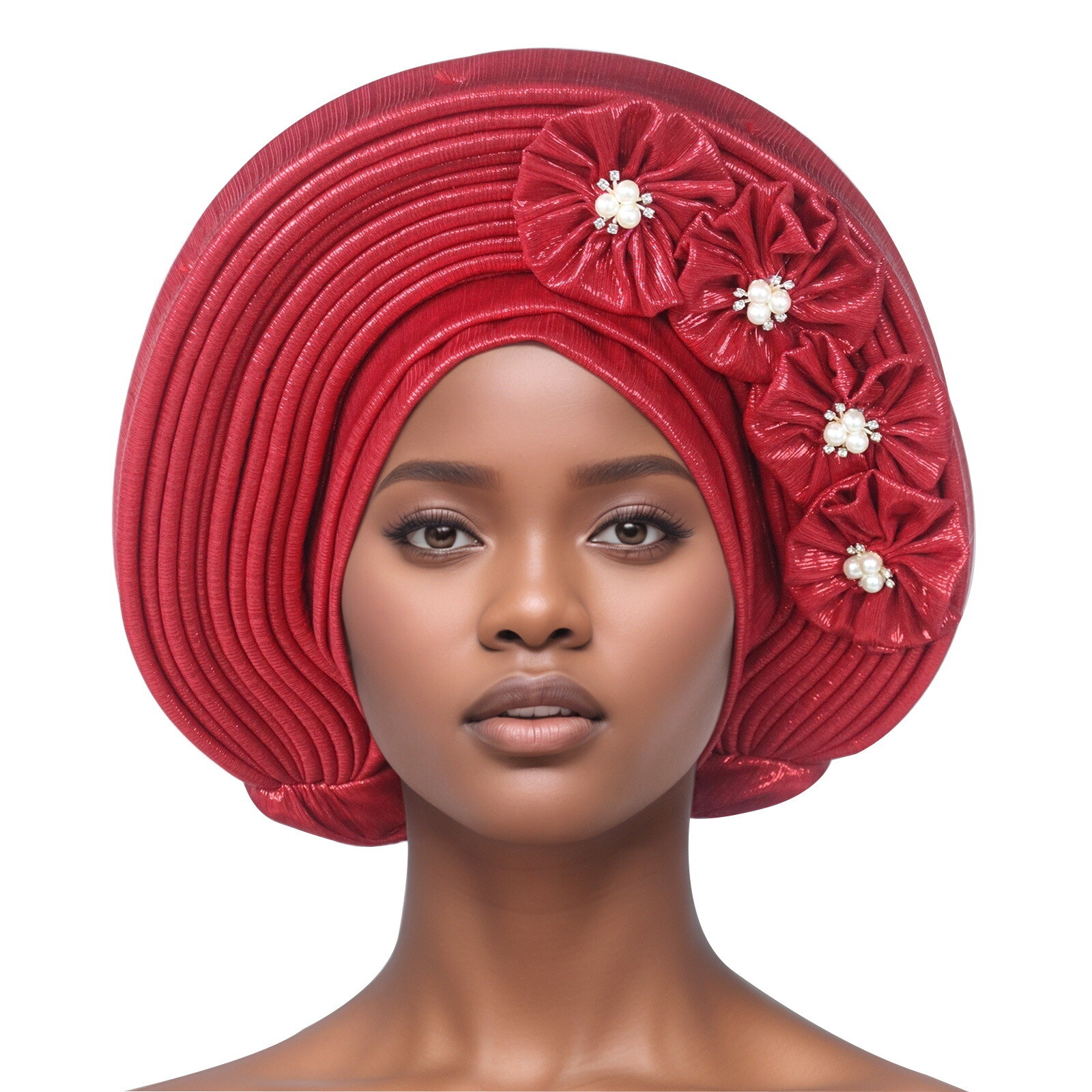 Auto Gele Headtie Head Wrap Caps Women Hats Multilayer Pleated African Headwear