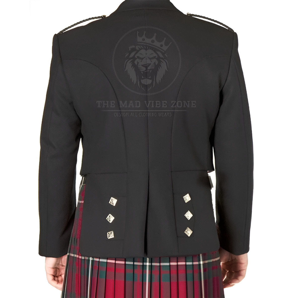Prince Charlie Kilt Jacket 100% Wool Highland Black Wear 3 & 5 Button Waistcoat