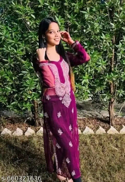 Readymade Chikankari Mirror Work Kurti For Women’s Party Festive Outfit Gift