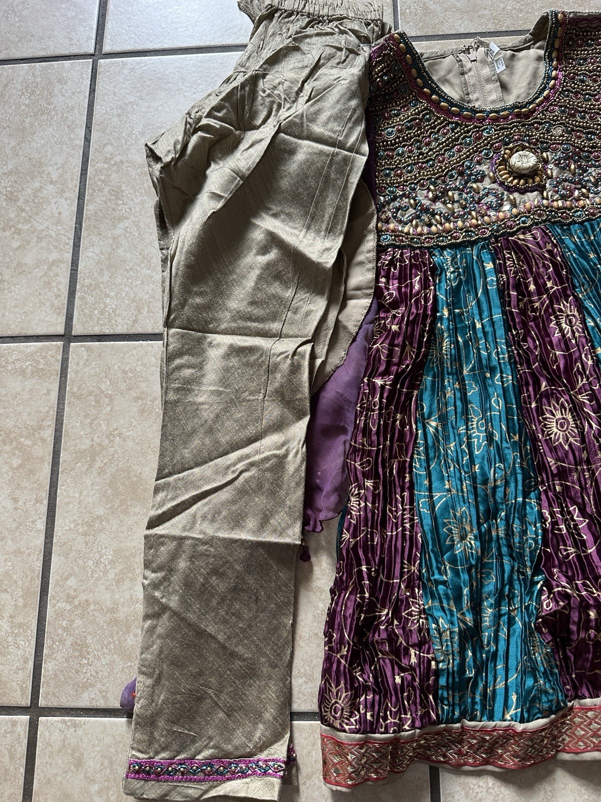 3-Piece Kids South Asian Anarkali Frock Dress Set Size 22 (3T/4T)