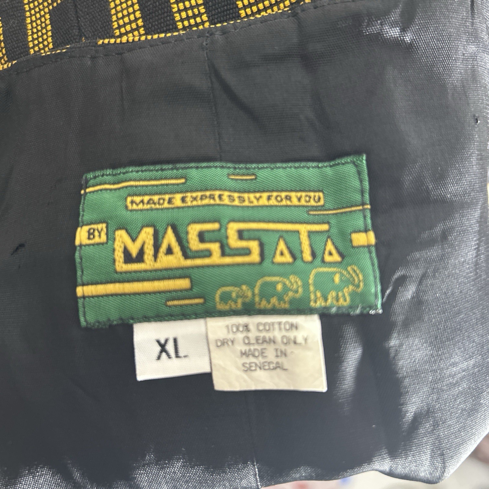 Massata Dashiki Vest XL Black Gold Cotton African Style for Men Women Senegal