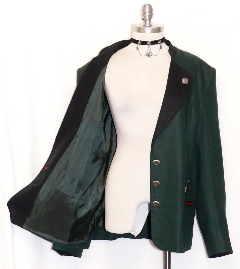 ALPHORN – Green LINEN JACKET Car Coat Women German SUMMER Dirndl Suit B46″ 16 L