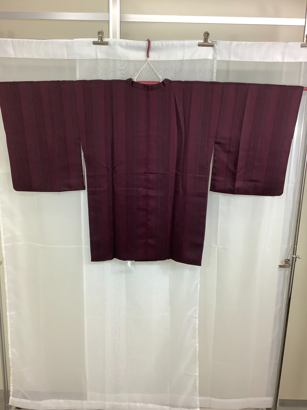 Japanese Vintage Kimono Michiyuki coat border dark red Height 31.49inch