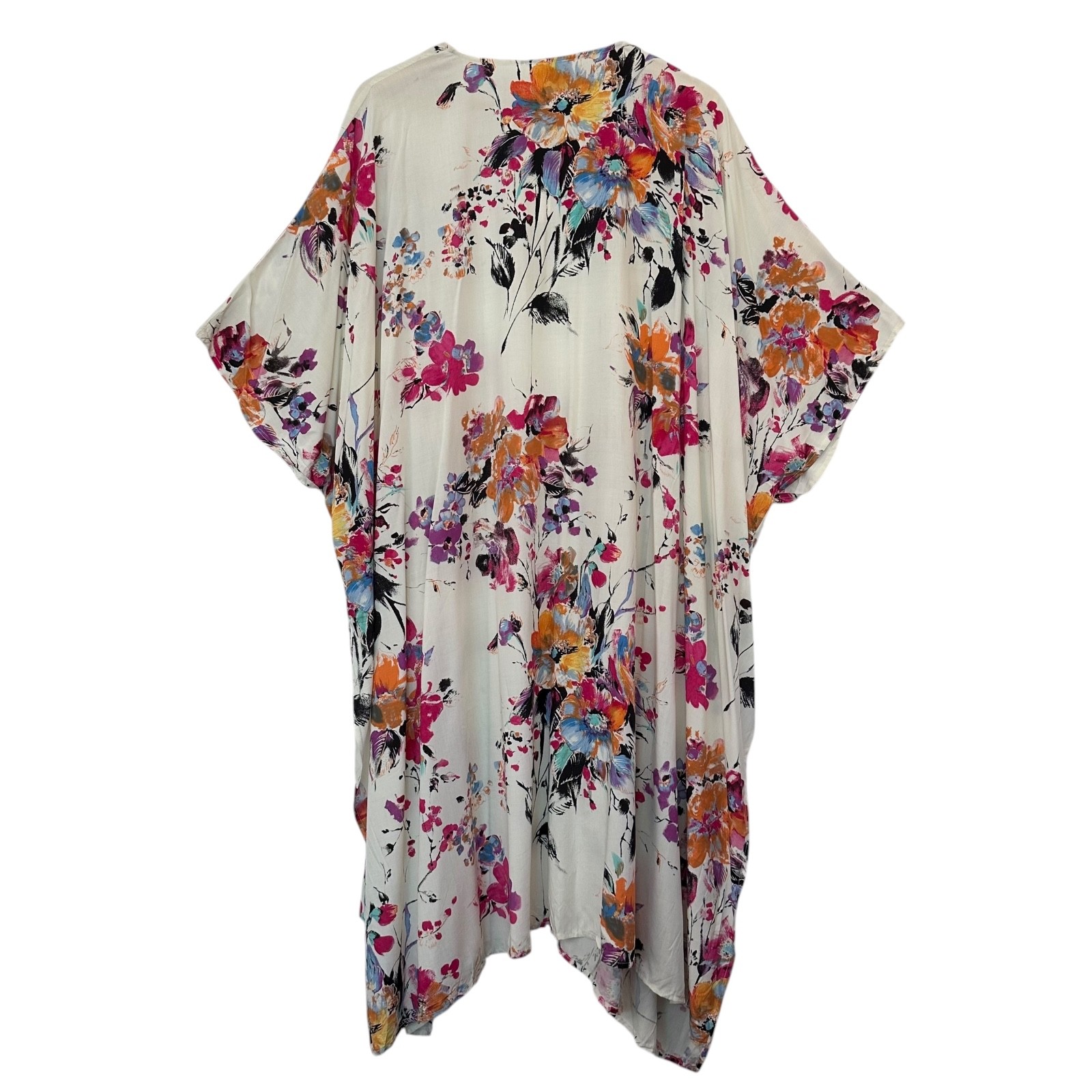 Umgee USA Floral Print Open Front Long Kimono Size L/XL Beach Vacation Boho