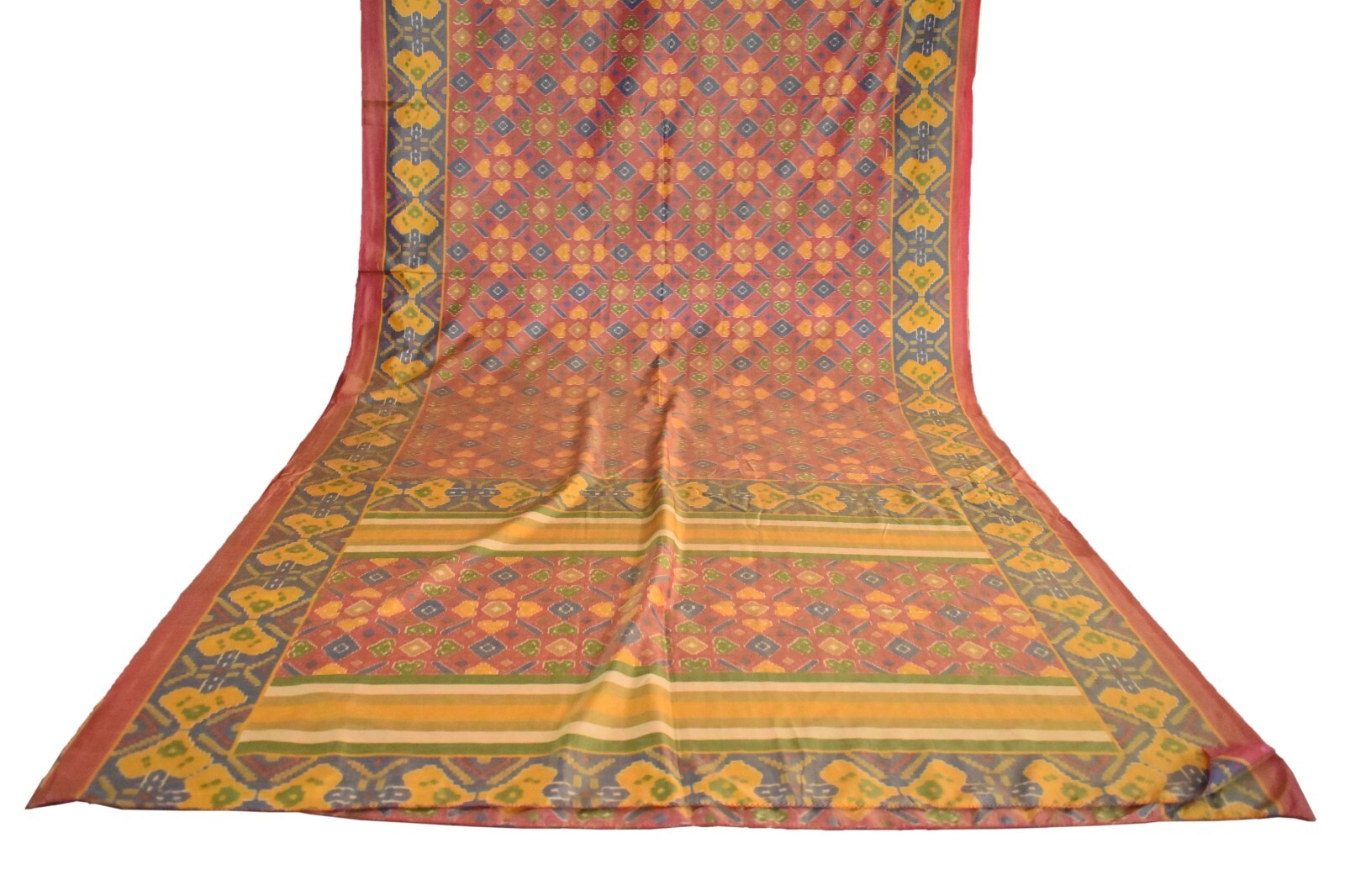FNC Vintage Pink Sambalpuri Ikat Sarees Handwoven Art Silk Sari Fabric Antique