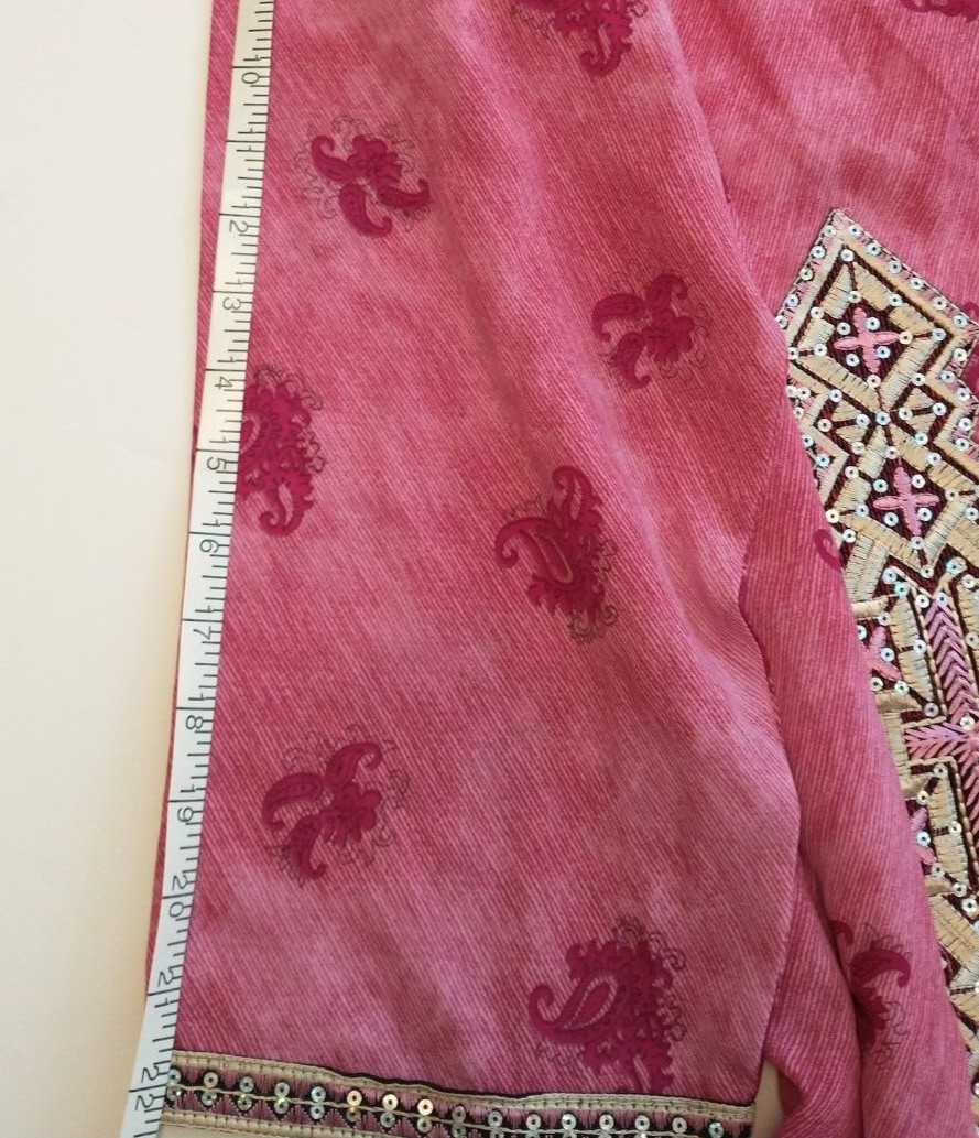 Authentic NWT Kaftan Kurta Tunic Pink Embroidered Sequins sz S
