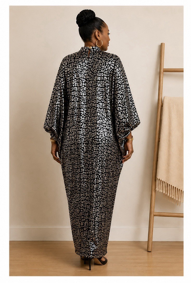 Elegant Tall Women’s high neck Long Kaftan Length 63in, Chest 42-44, sleeve 22