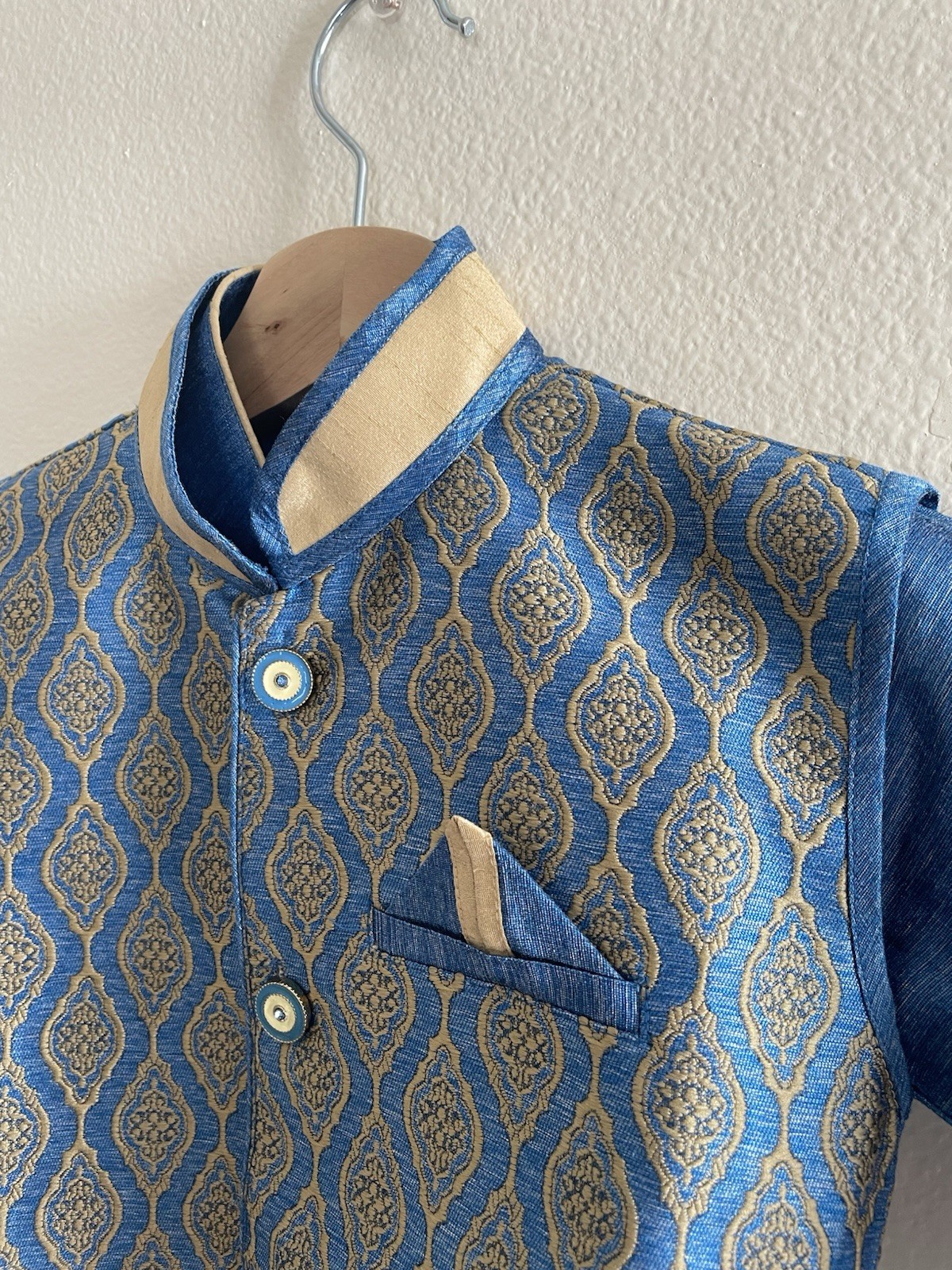 Kids Boys Kurta Dhoti Kurta sherwani Size 3 (age 3-4) In Blue And Gold