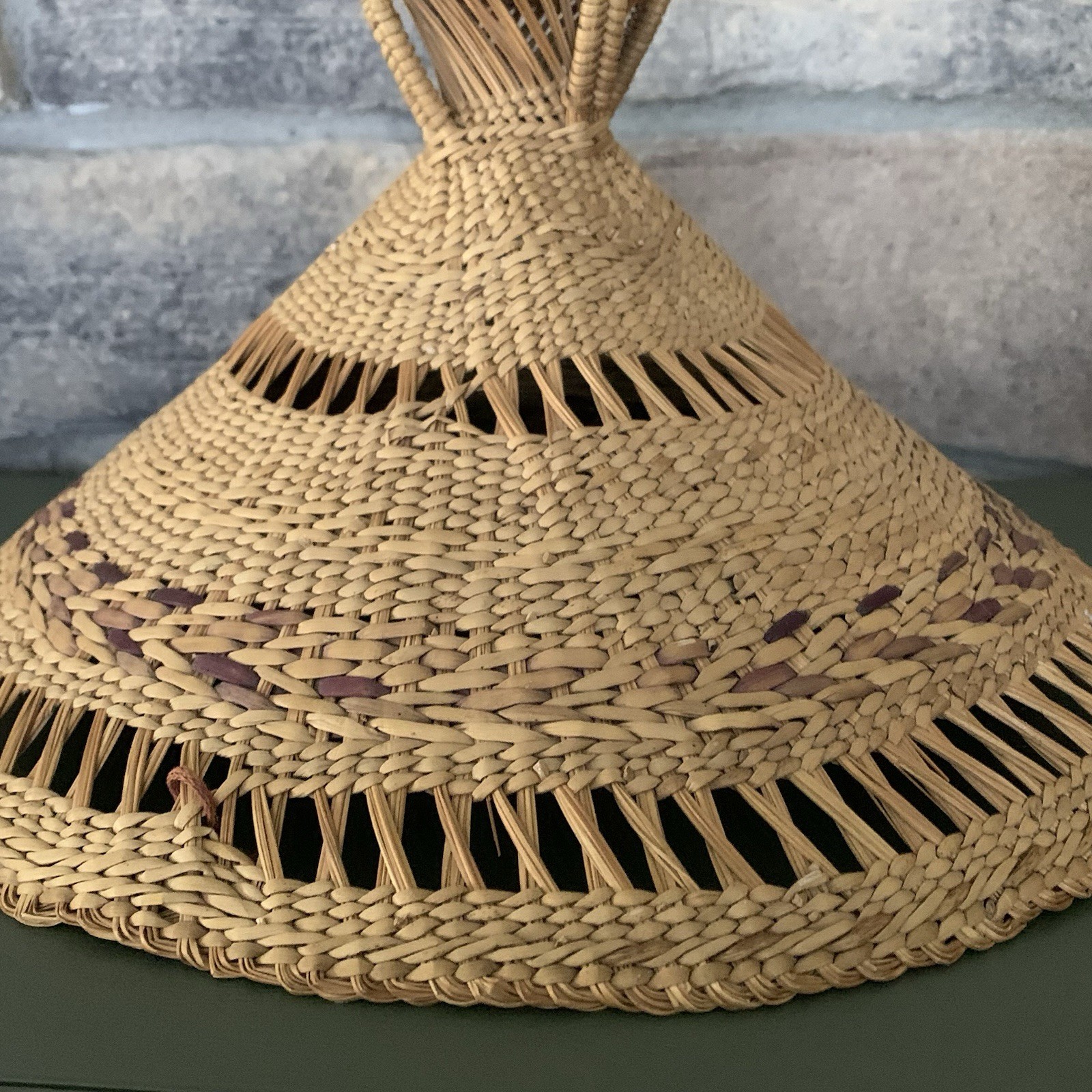 Mokorotlo Traditional Native African Woven Round Conical Hat 14”
