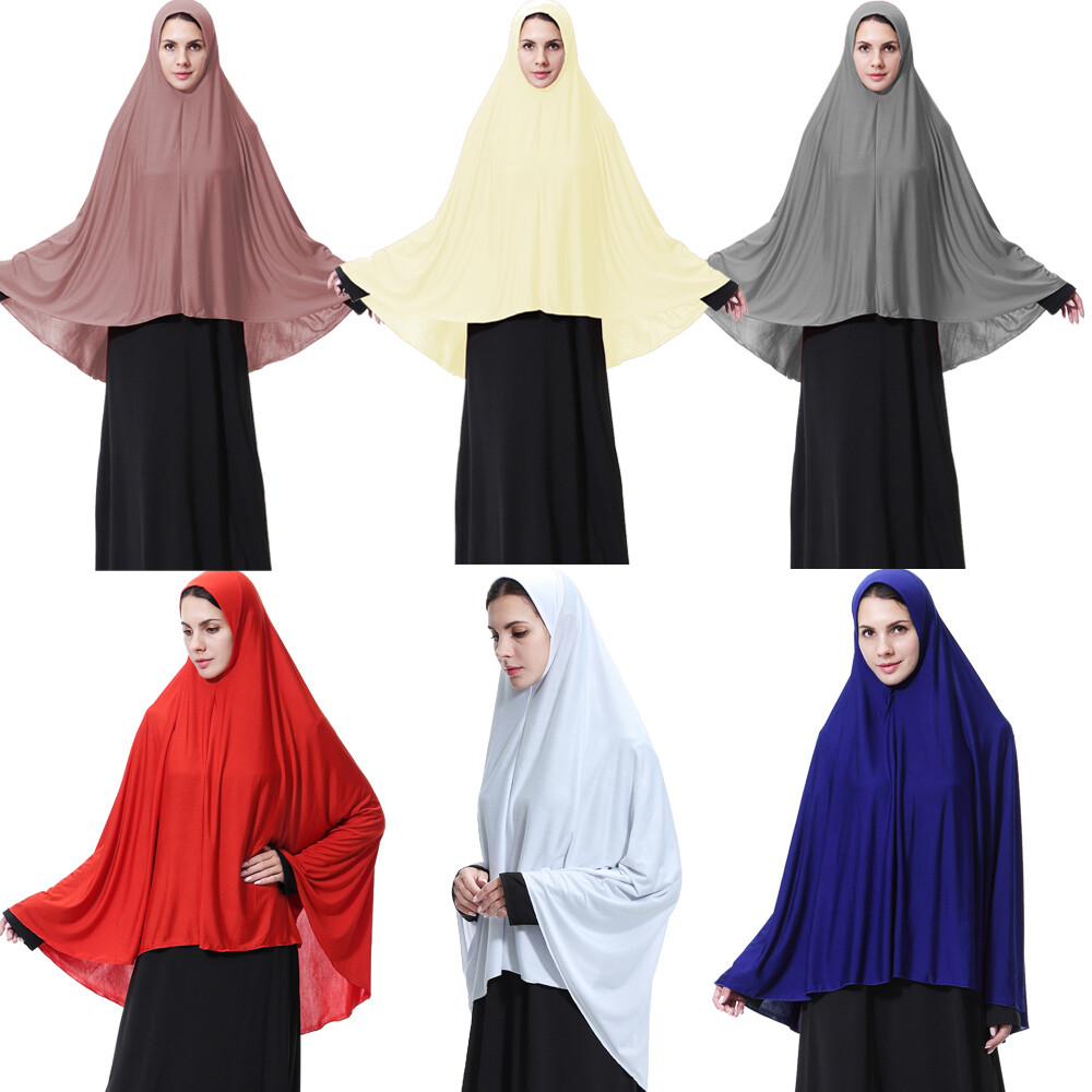 Muslim Women Robe Long Prayer Scarf Hijab Amira Large Overhead Headwear Cover