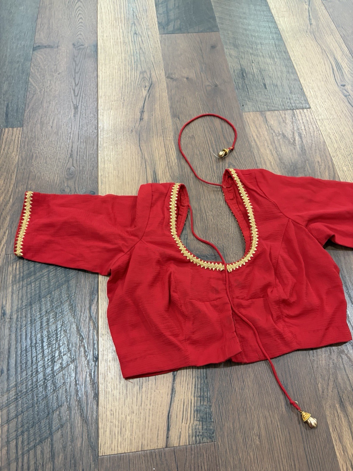 Red Fancy Silk Full Stitched Blouse Size 36/38/40