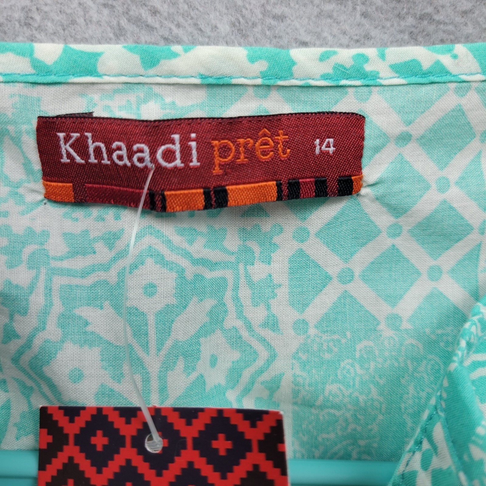 Khaadi Pret Pajama Womens Size Kurta Beach Cover Embroidered Teal Floral New
