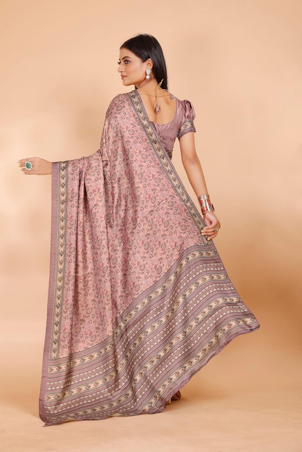 Women’s Pashmina Saree With Unstitched Blouse Piece