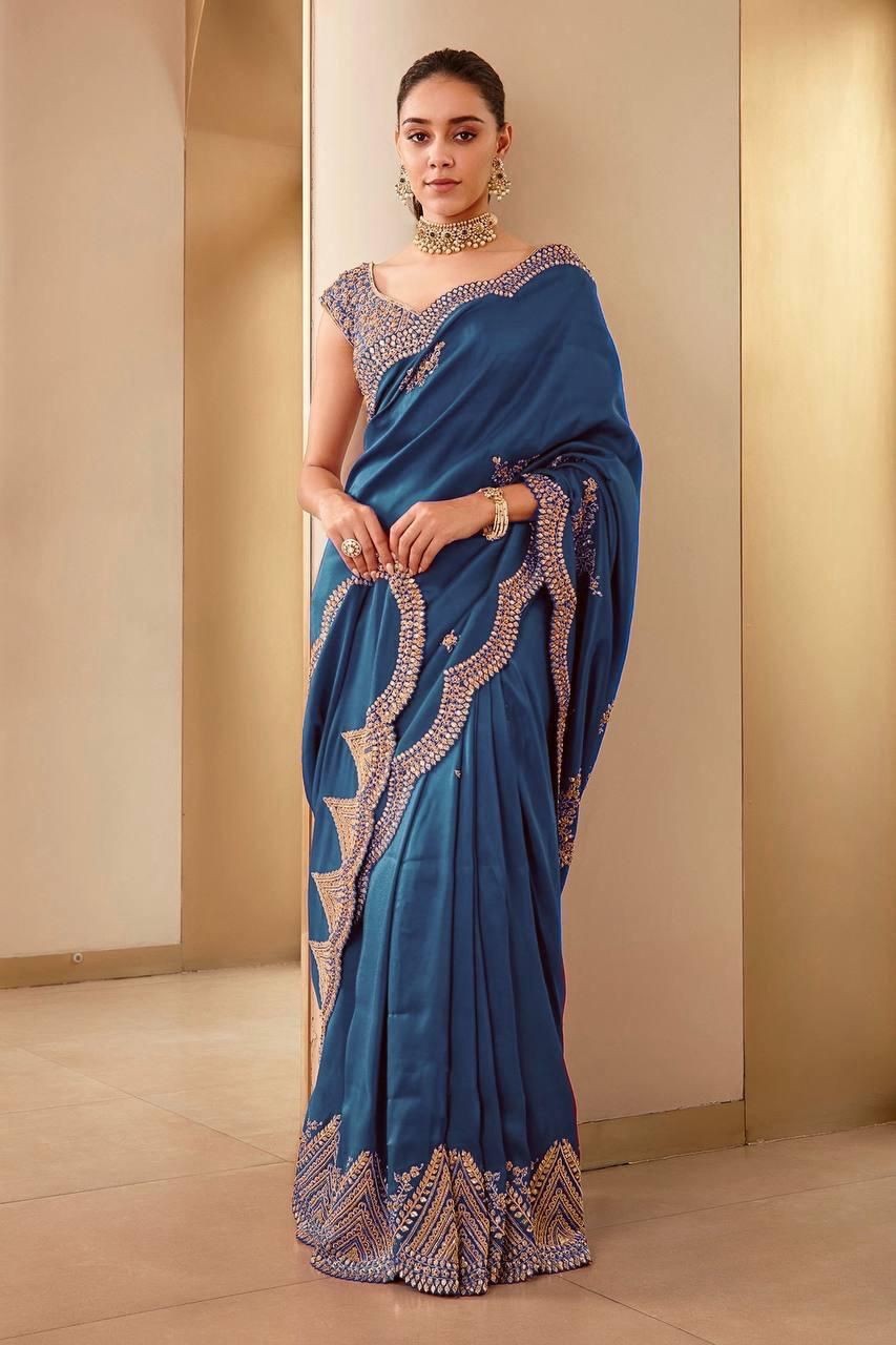 Bollywood New Indian Pakistani Saree For Women Party Wear Wedding Sari Blouse