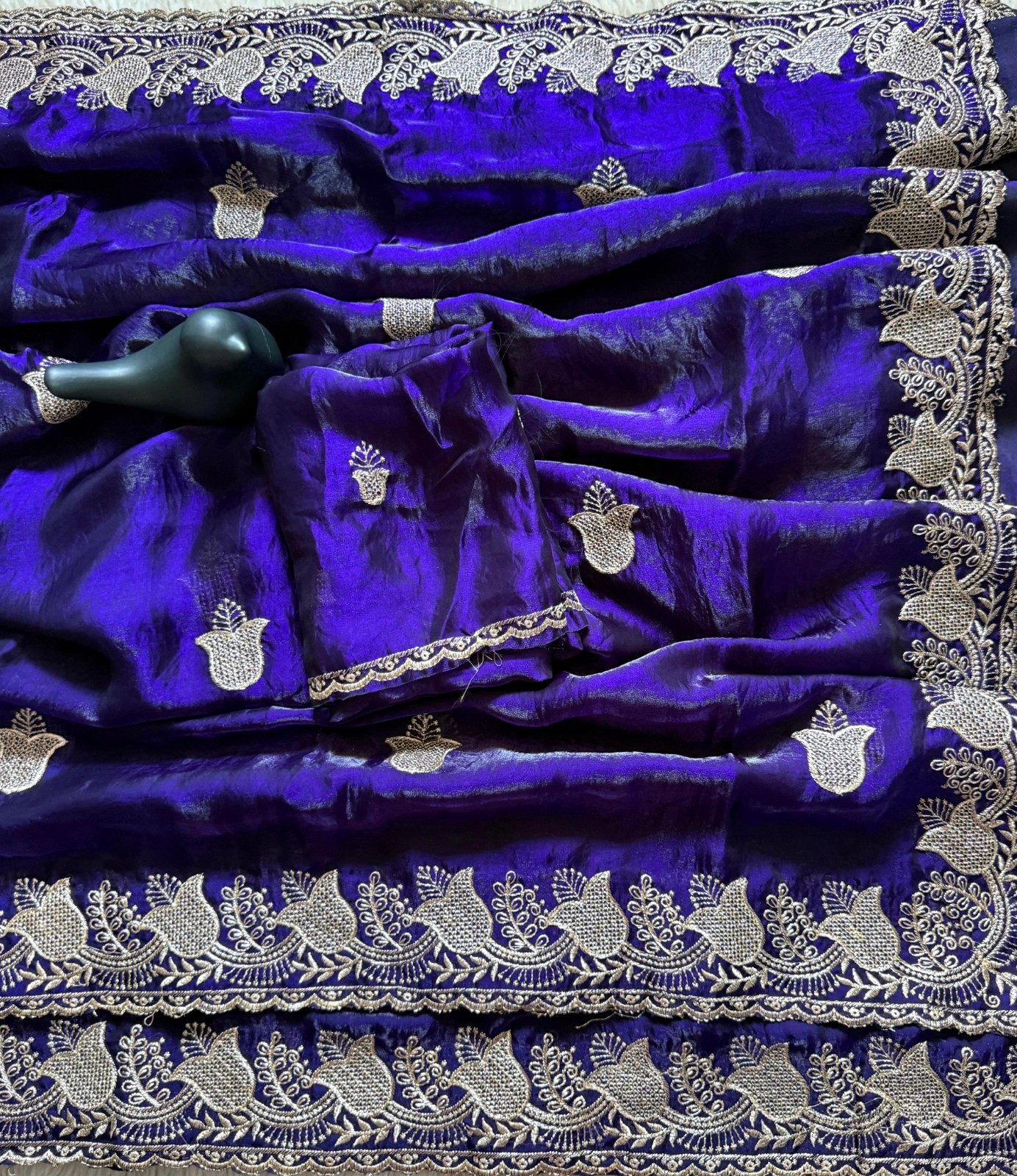 New space Fancy sartin silk saree with multi embroidery work in all saree