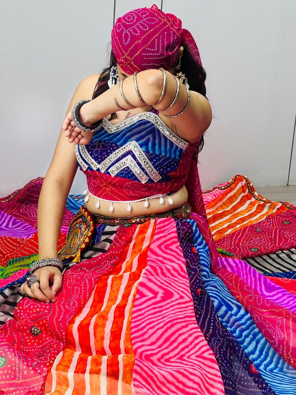 Garba Lehenga Choli for Women Faux Georgette Mirror Work Festival Wear