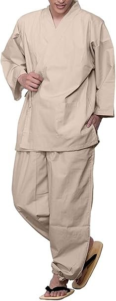 KYOETSU Japanese SAMUE Men’s Traditional work Kimono wear Cotton Beige