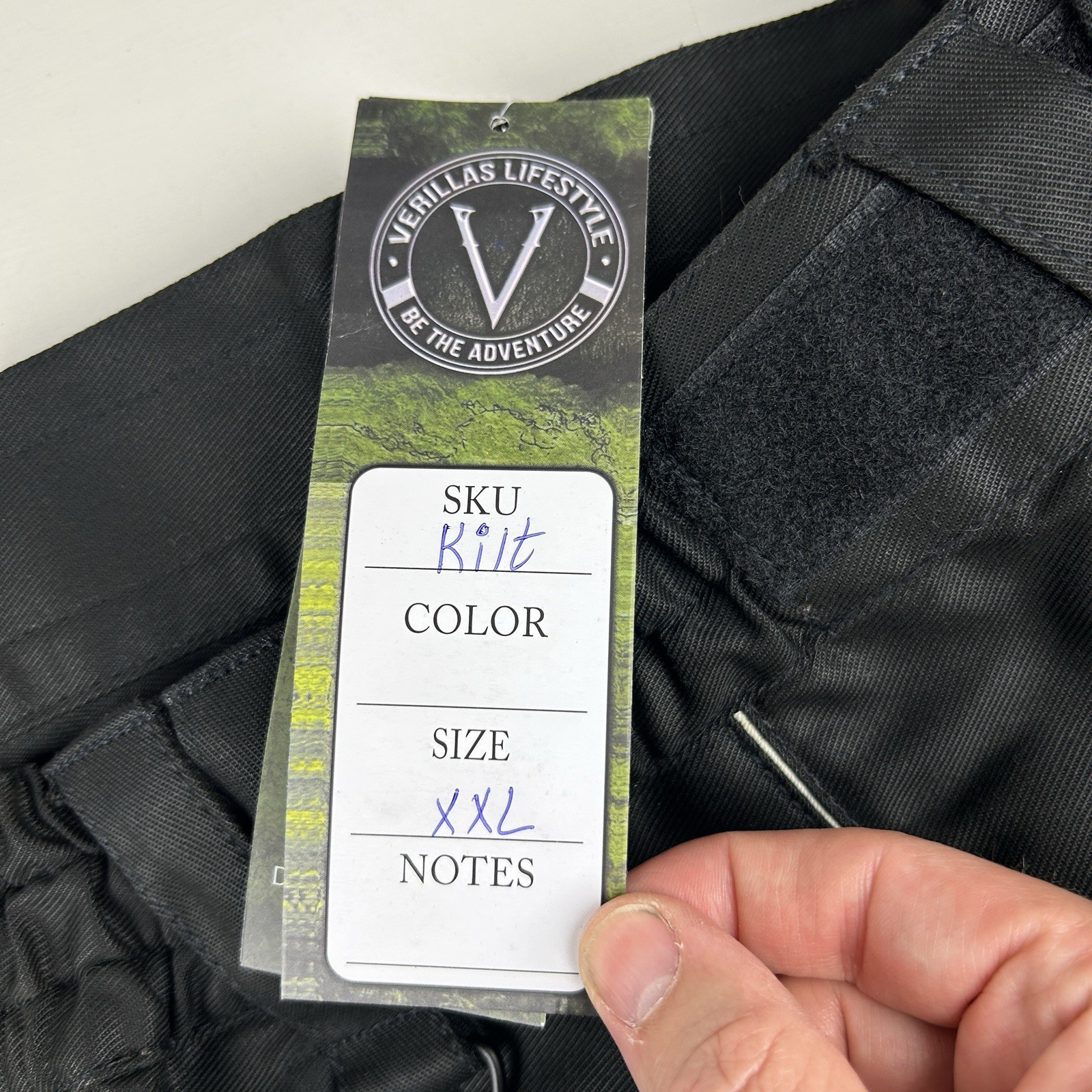 Verillas Lifestyle Kilt Mens 2XL Black Canvas Pleated Colors Scottish Cargo