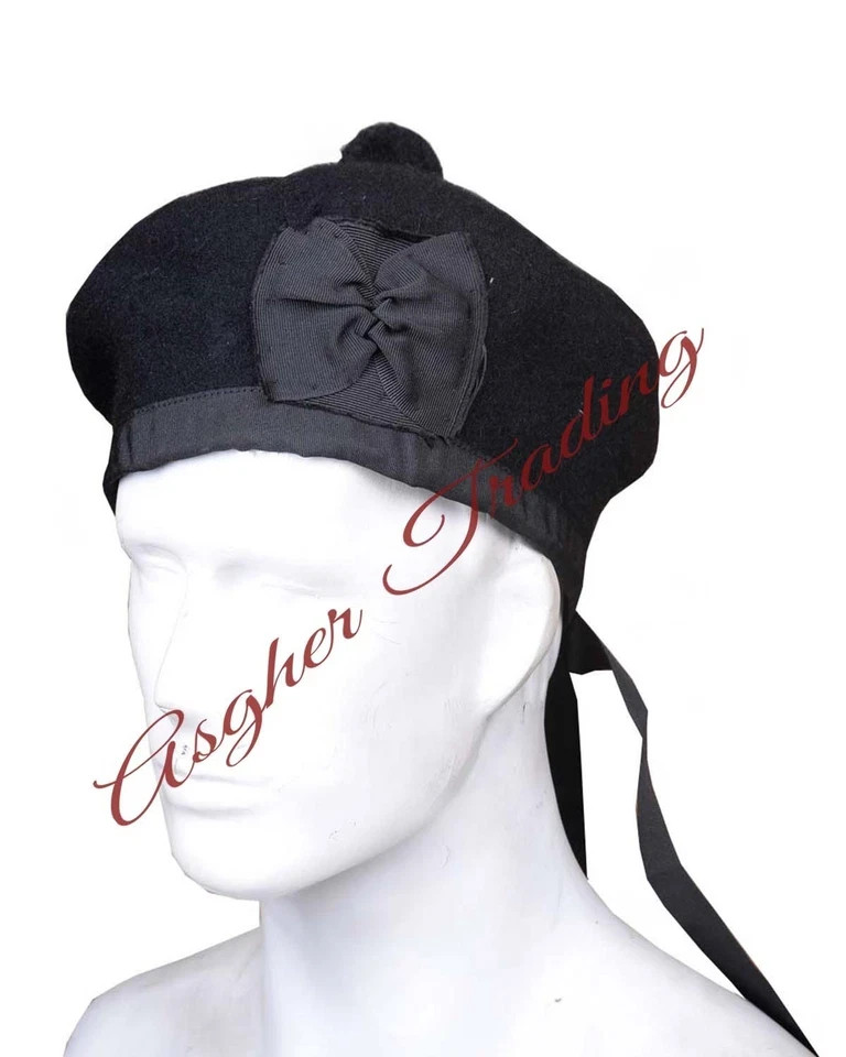 Scottish Military Piper Balmoral kilt Cap Army Bonnet Kilt Hat 100% Wool