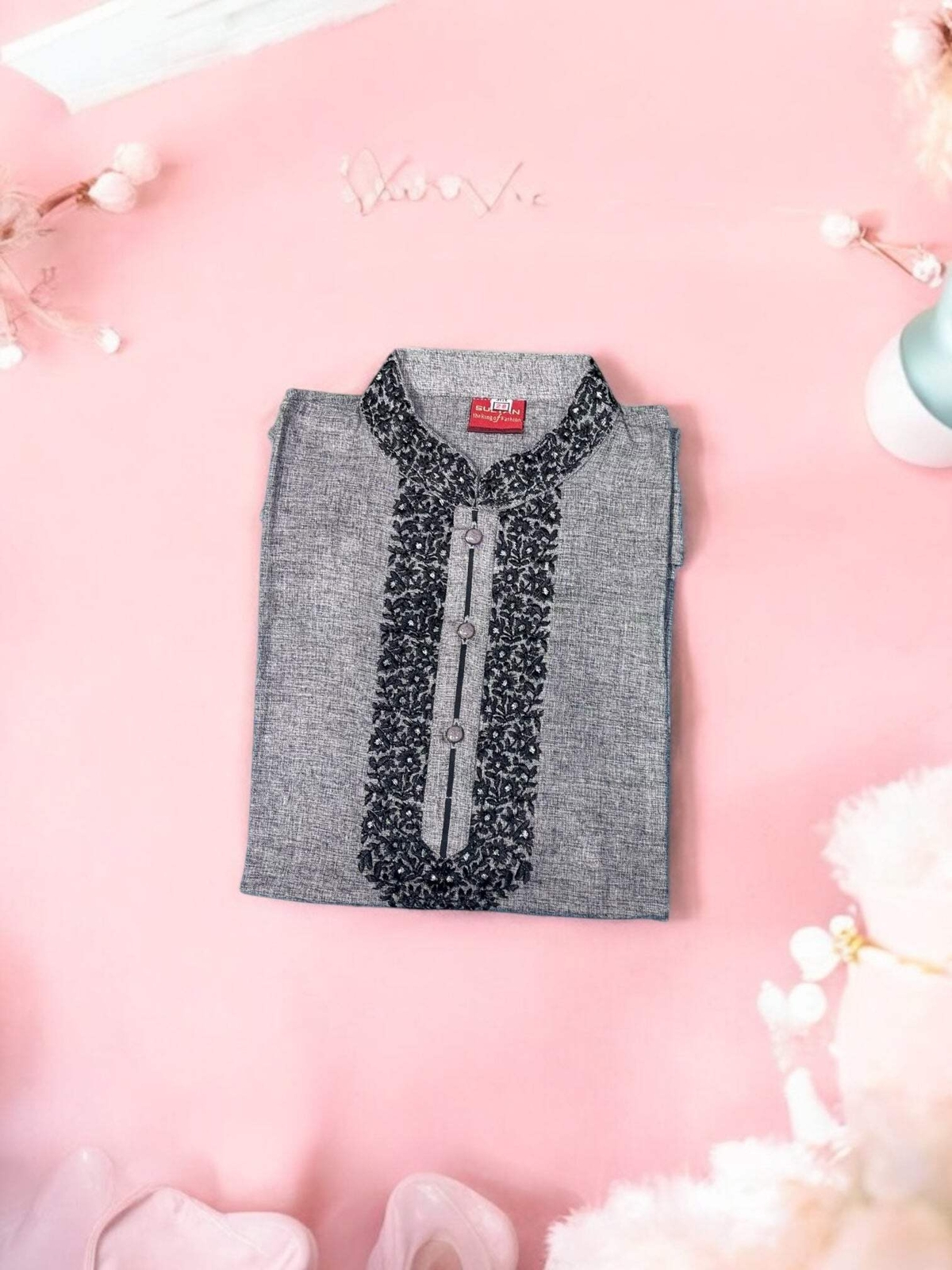 Dark Gray – Comfortable Boys’ Soft Cotton Kurta: Stylish and Breathable Ethnic W