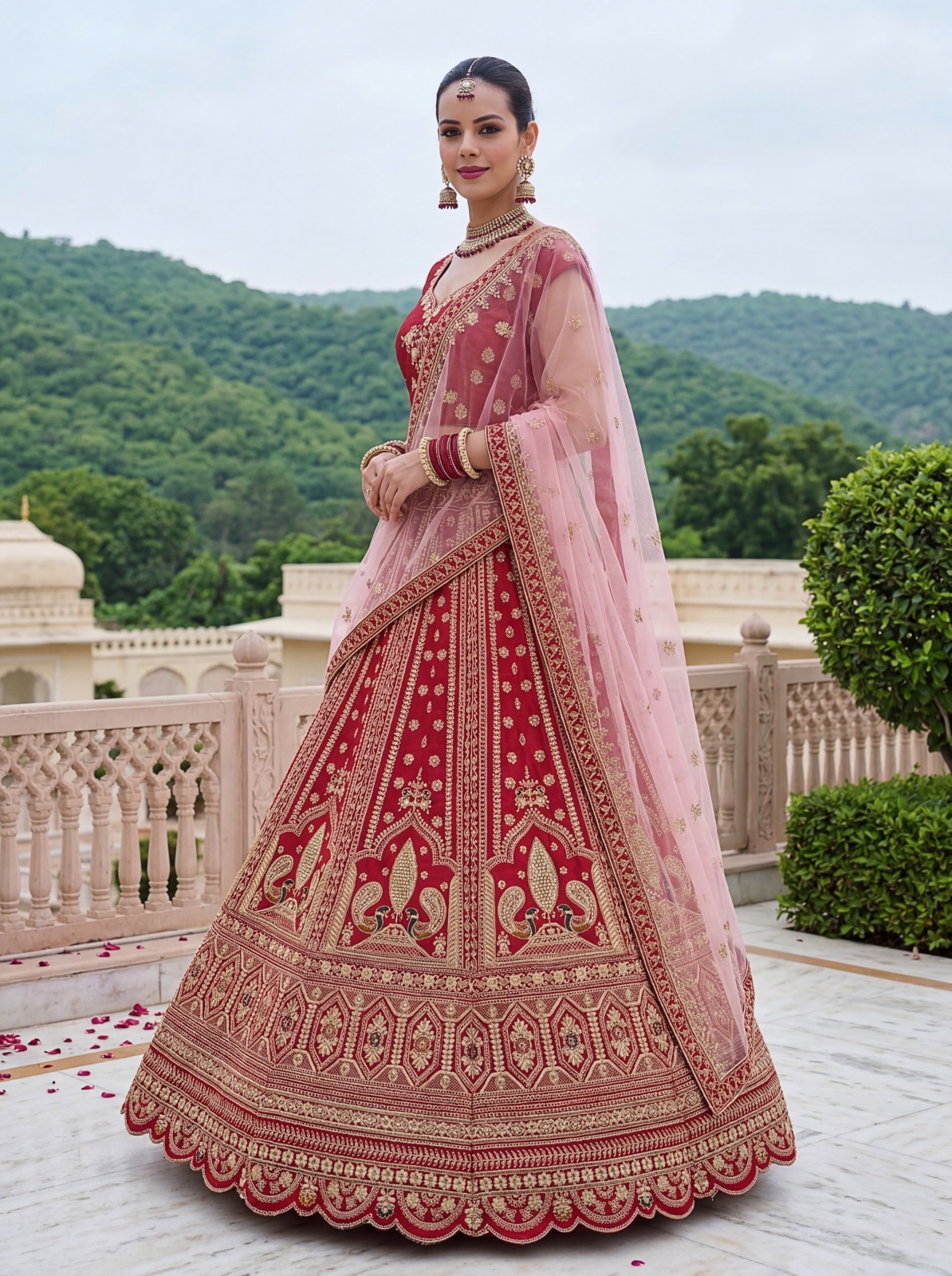 Women’s Silk Lehenga Choli Peacock Embroidery Wedding Party Festive Outfit