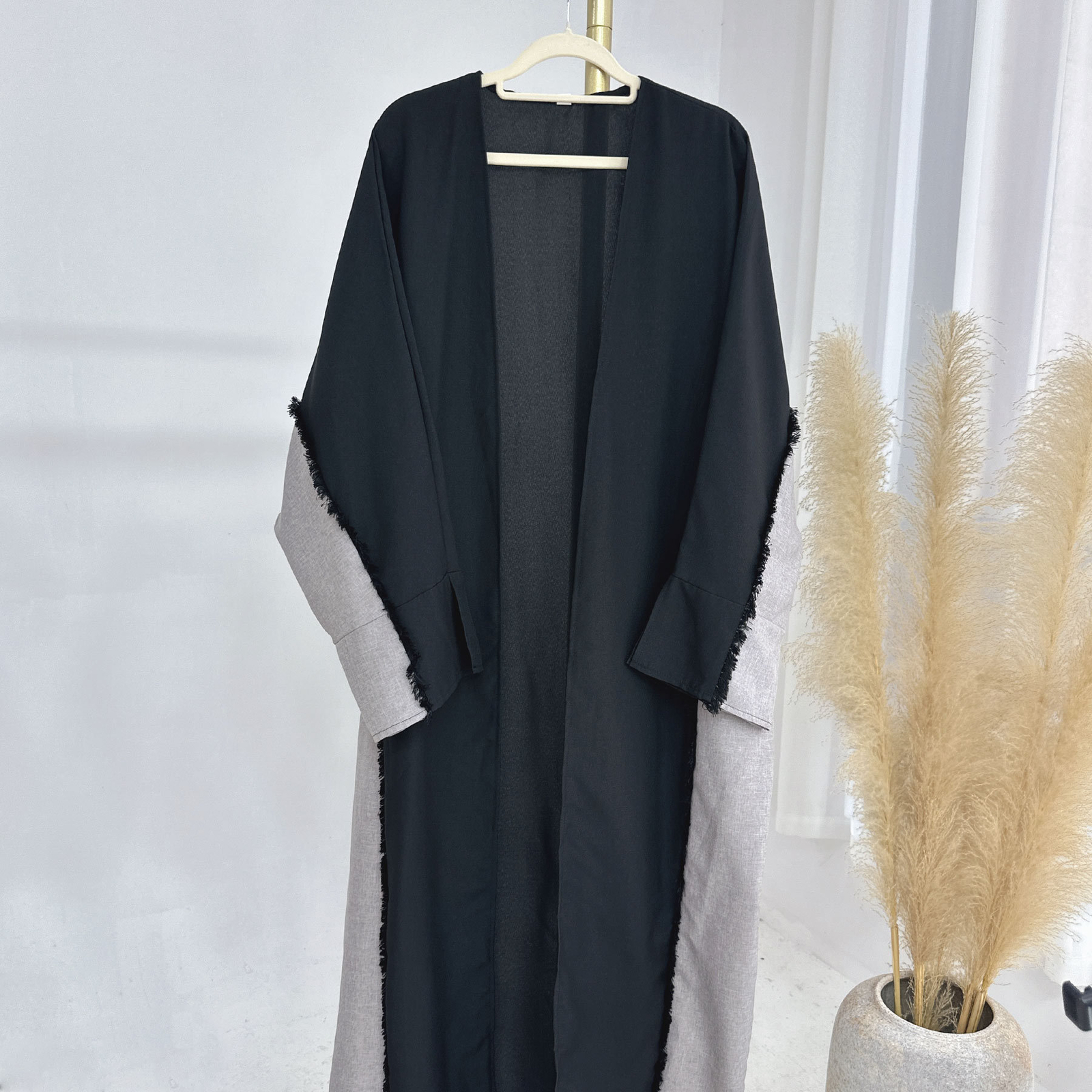 Arab Women Cardigan Dress Muslim Dubai Patchwork Long Sleeved Burqa Robe Abaya