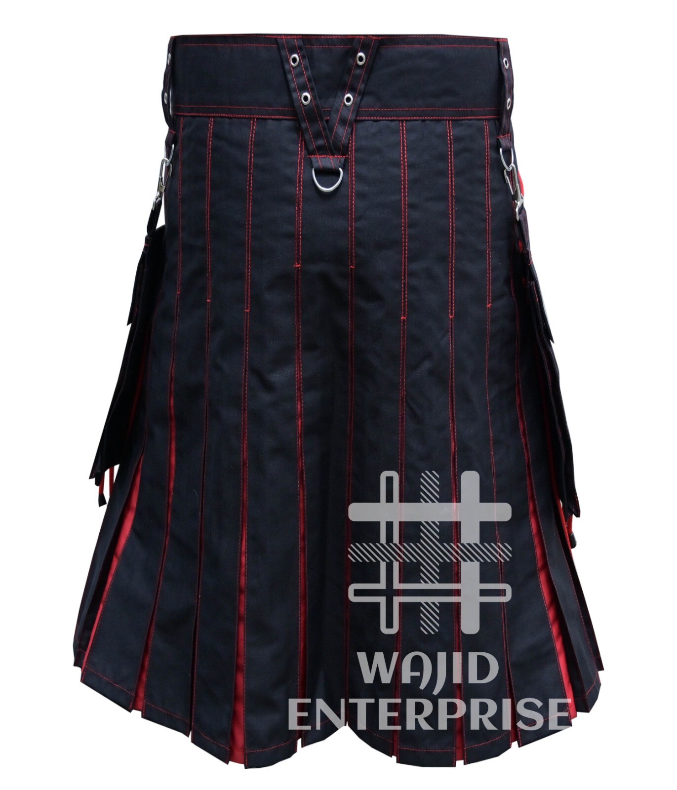 Scottish Handmade Black & Red cotton Hybrid Utility Kilt – Men’s Fashion Kilt