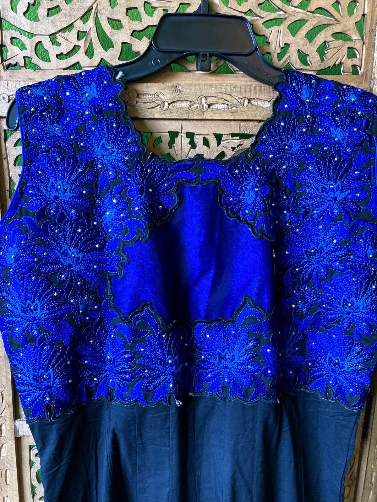 Cobalt Blue Gemstone Embroidered Flowers Party Dress Bollywood Salwar Kameez