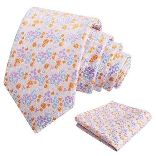 Mens 3.15inches Exquisite Floral Tie with Small Flower F142-lilac+blue+orange