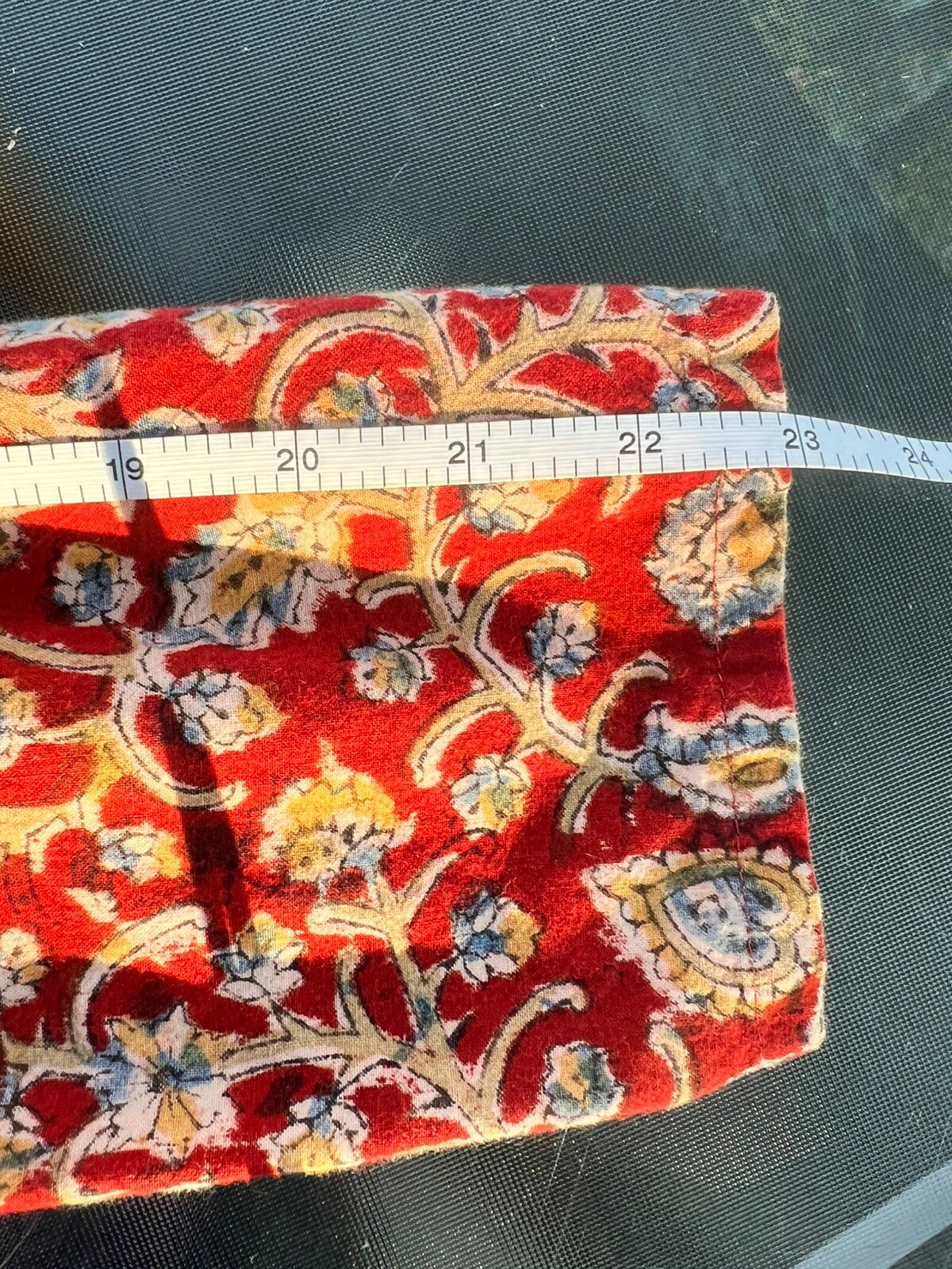 Rasi 100% Cotton Block Printed Red Stylized Floral Kurti Size 40 Unisex Pockets