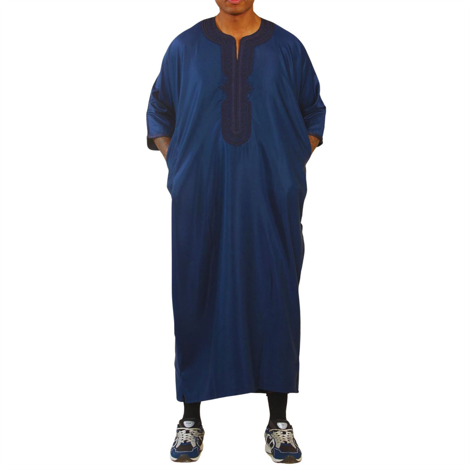 GG008 – Men’s Navy Moroccan Thobe Short Sleeve Gandoura