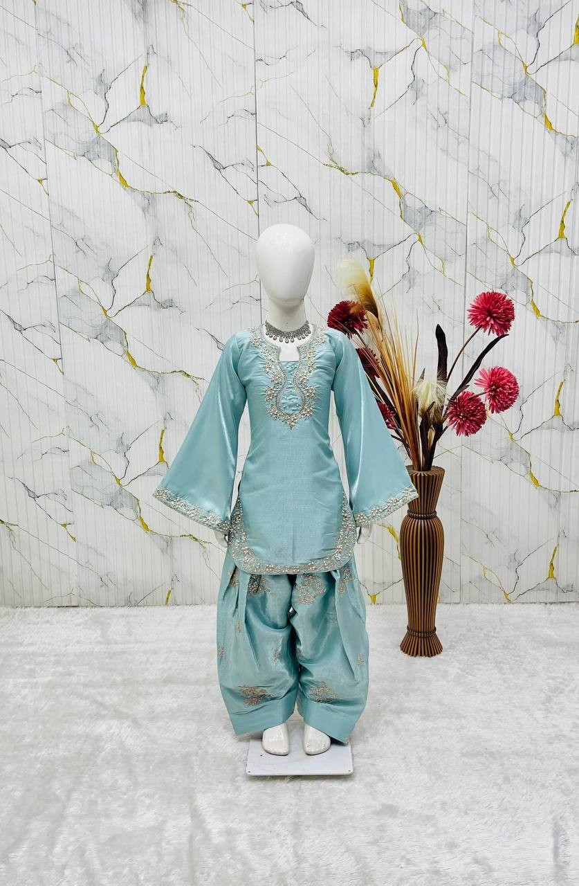 Girls Patiyala Suit Farshi Palazzo Wedding Festival Ethnic Wear Dress