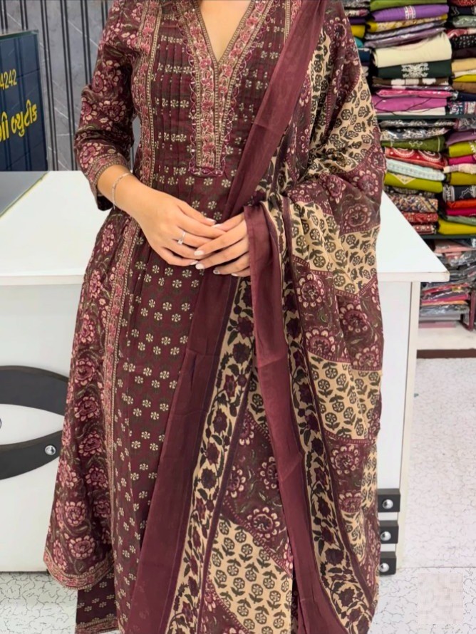 Designer Hand Block Printed Salwar Suit Indian Women’s Aline Kurti Palazzo Set