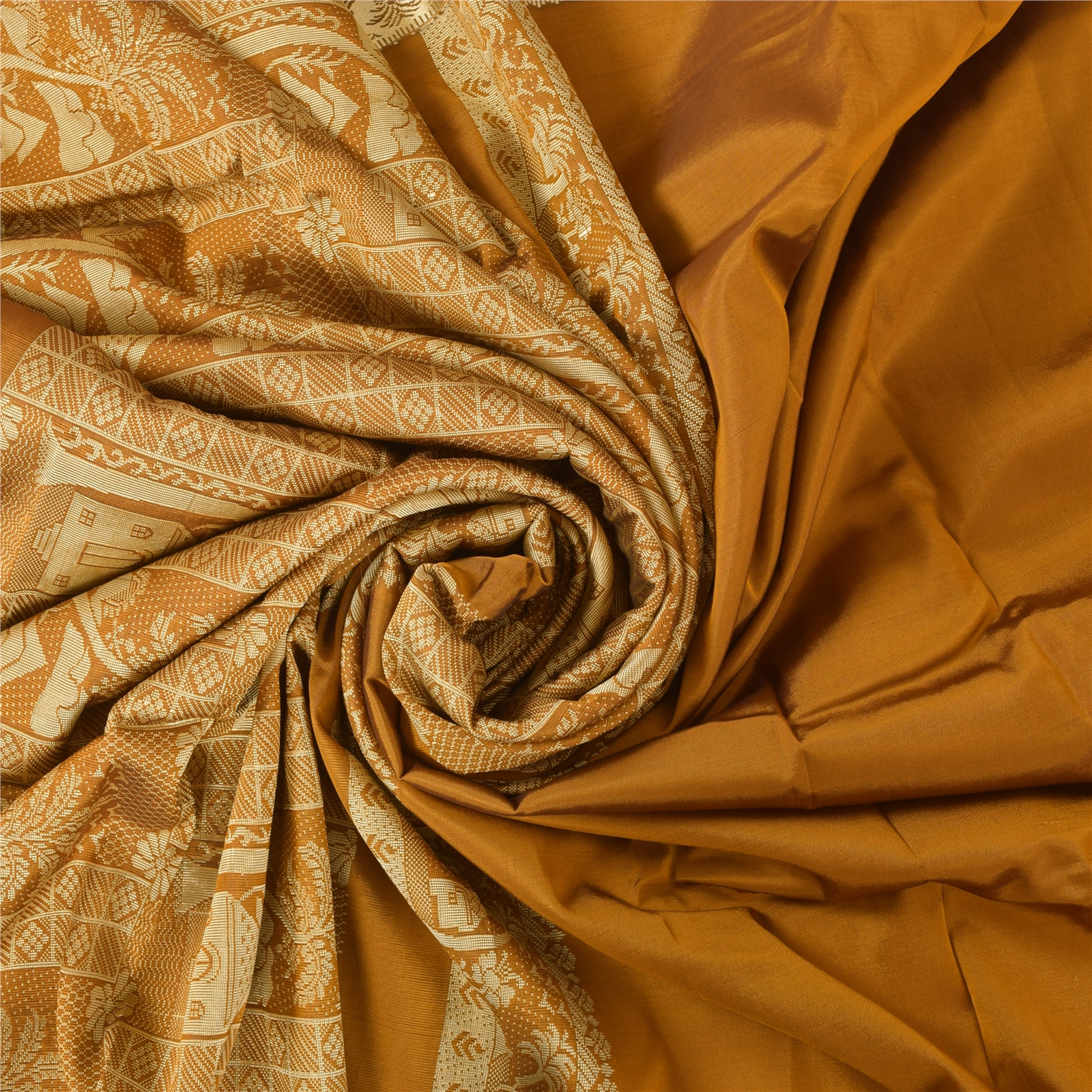 Sanskriti Vintage Yellow Sarees Blend Silk Woven Baluchari Sari 5Yd Craft Fabric
