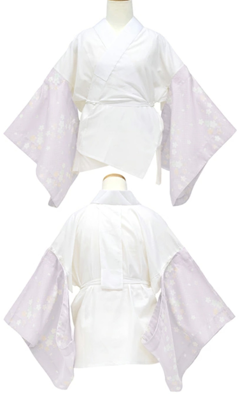 Japanese Women’s Kimono inner under wear Han Juban Uso-tsuki Yuzen White A-2