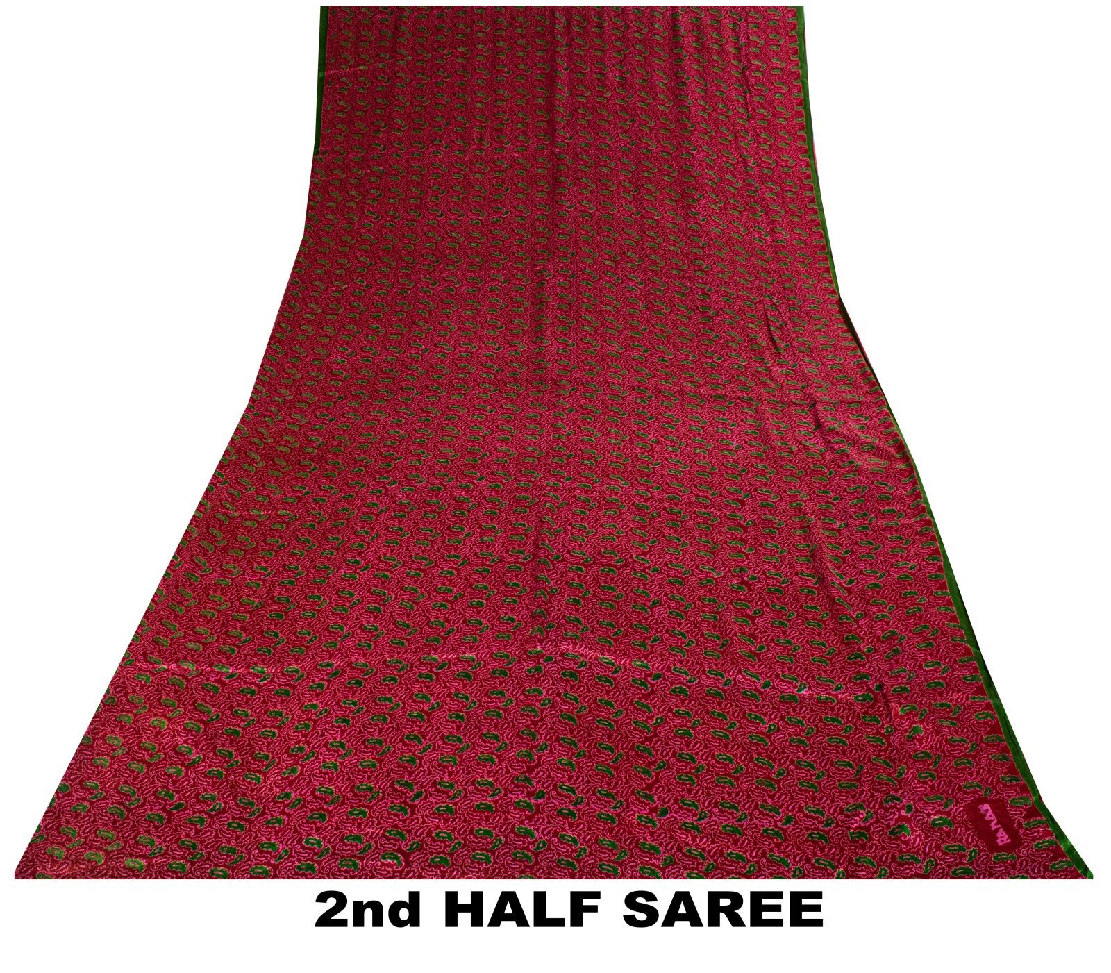 Sanskriti Vintage Maroon Pure Silk Saree Paisley Print Sari 5+Yard Fabric Craft