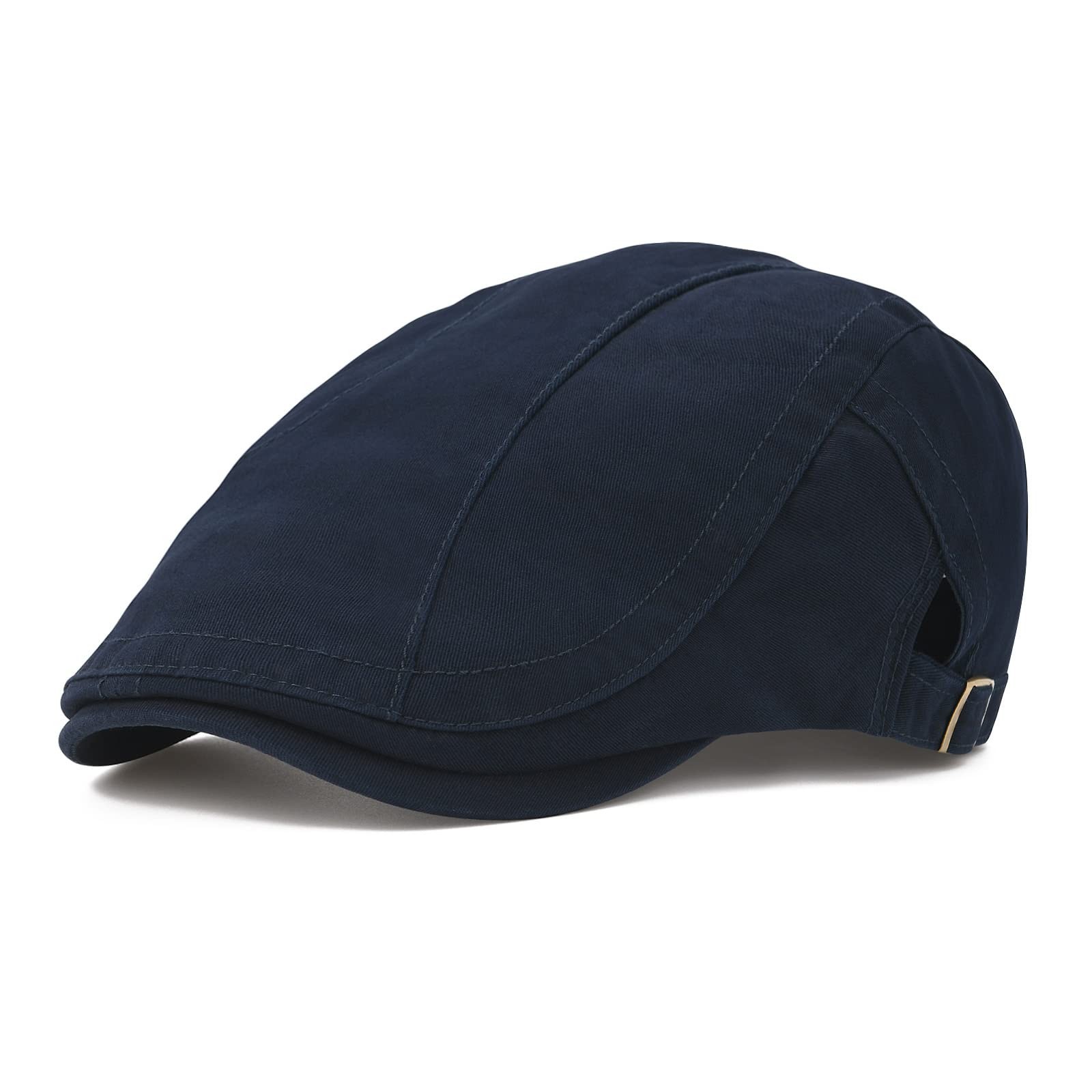 VOBOOM Men Cotton Newsboy Beret Hat Duckbill Buckle Cabbie Cap One Size Navy