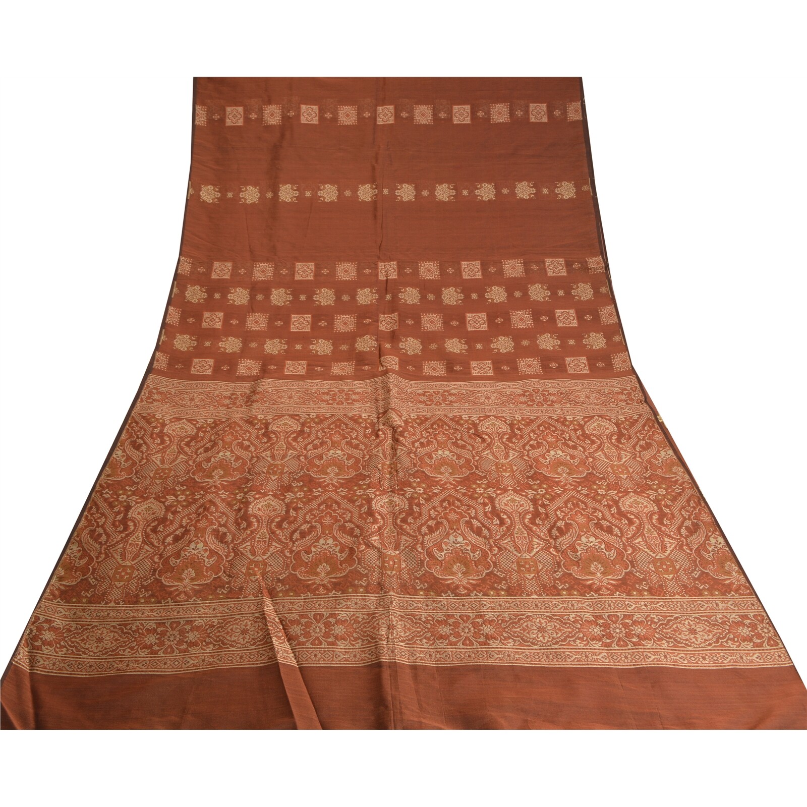 Sanskriti Vintage Copper Indian Sarees Blend Silk Woven Premium Sari Fabric