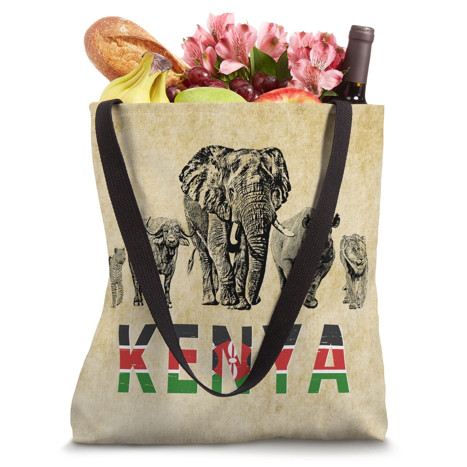 Big Five Kenya Pride Artwork for Kenyans Tote Bag 16 inches