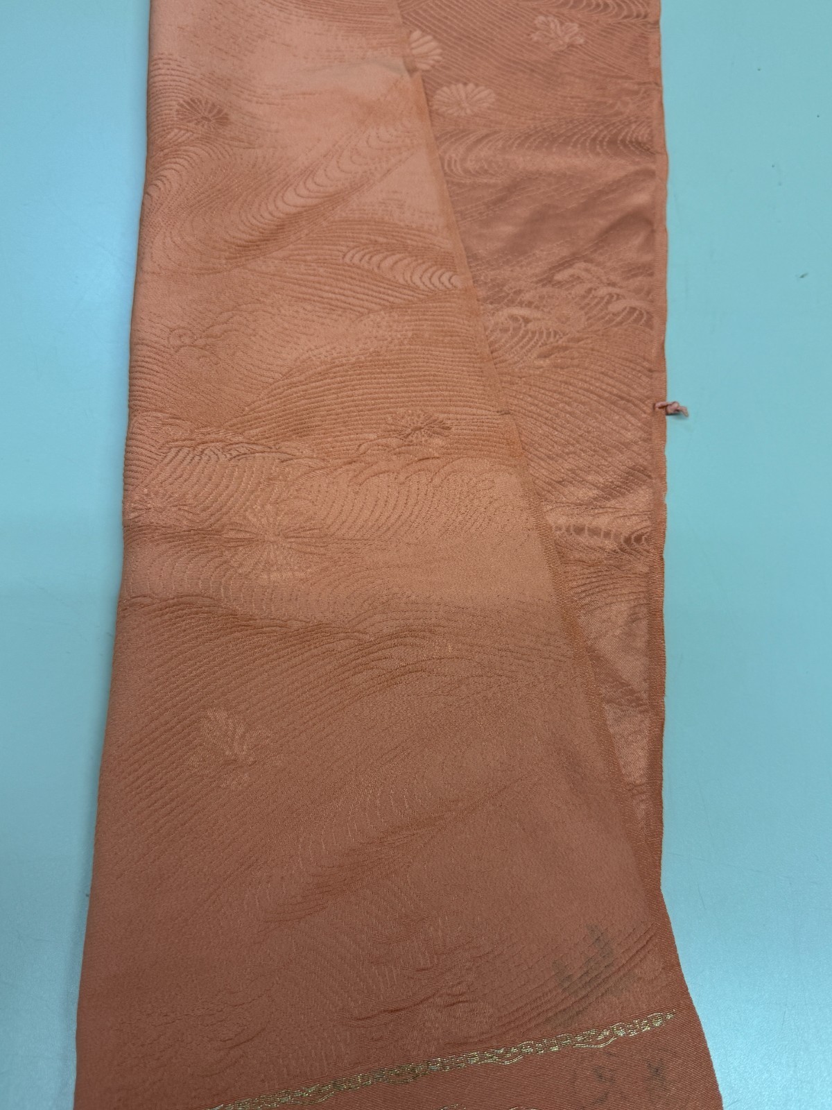 Japanese Vintage Kimono Fabric cloth Boro silk Beige tradition 29.5×13.3 in
